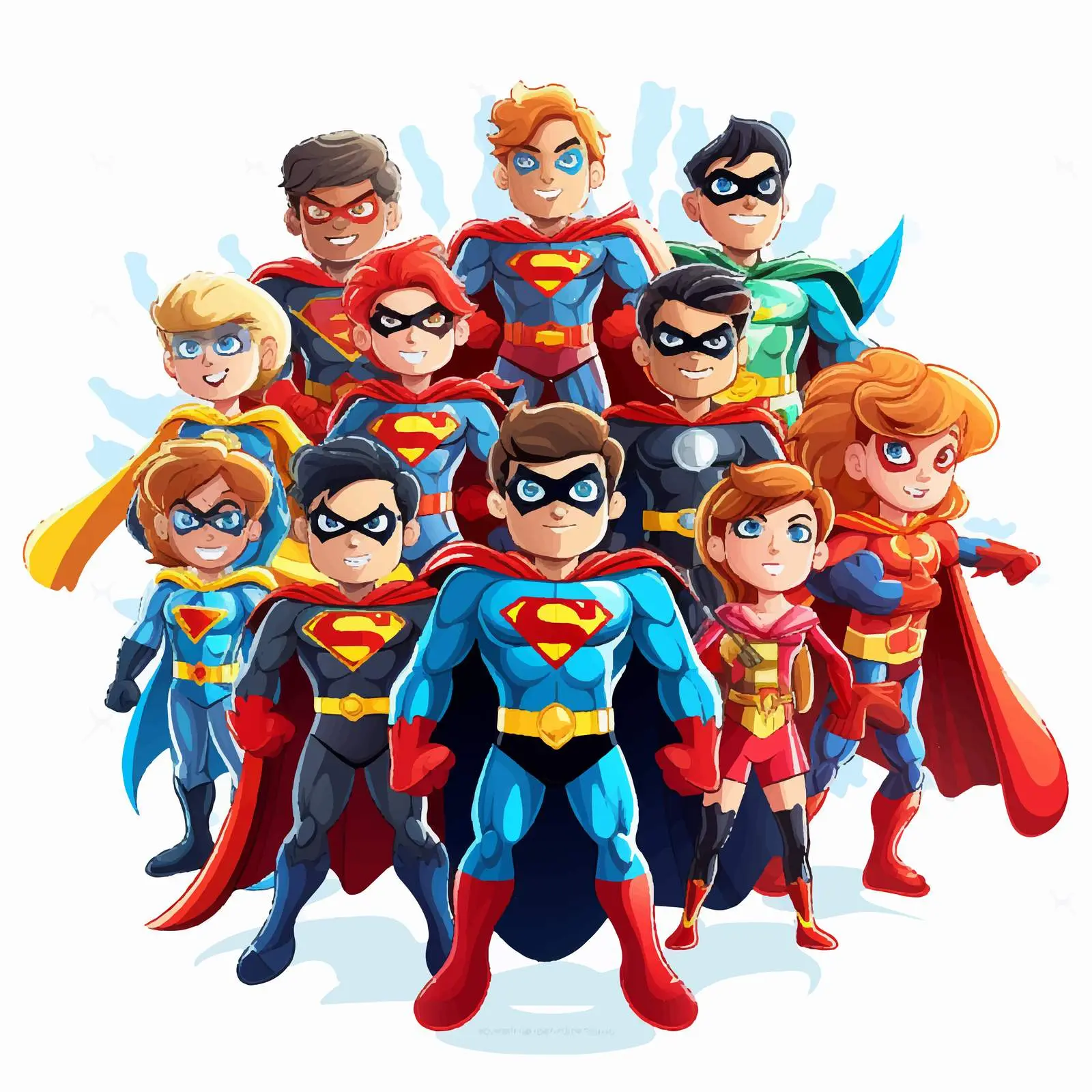 Superheroes Theme Cartoon Vector Illustration — free download from Dotvec