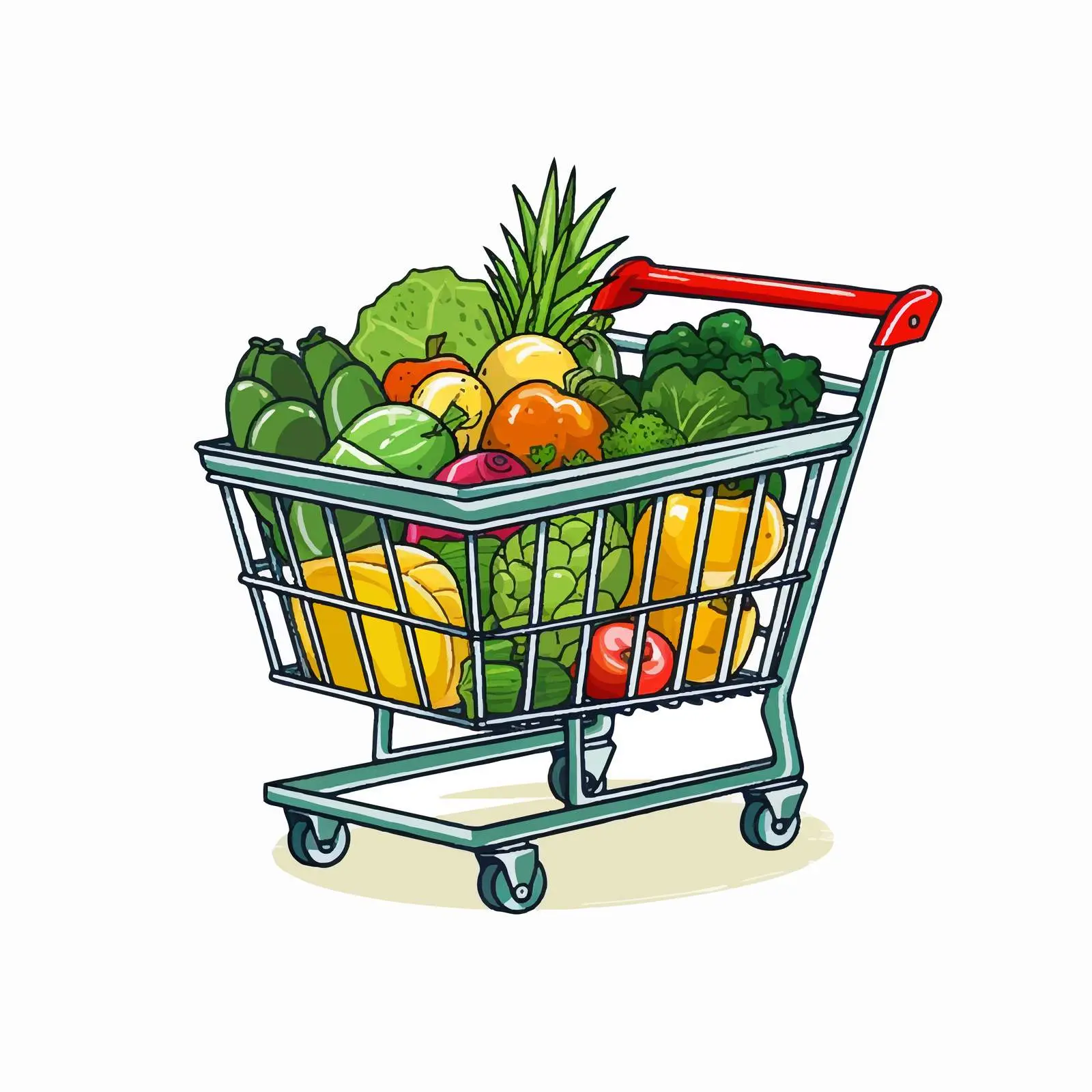 Supermarket Trolley Vector Illustration on White Background — free download from Dotvec