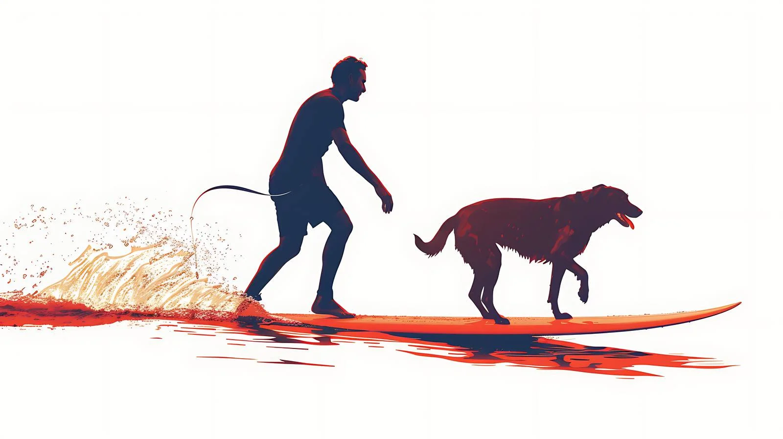 Surfer and Dog on Surfboard, Isolated — free download from Dotvec