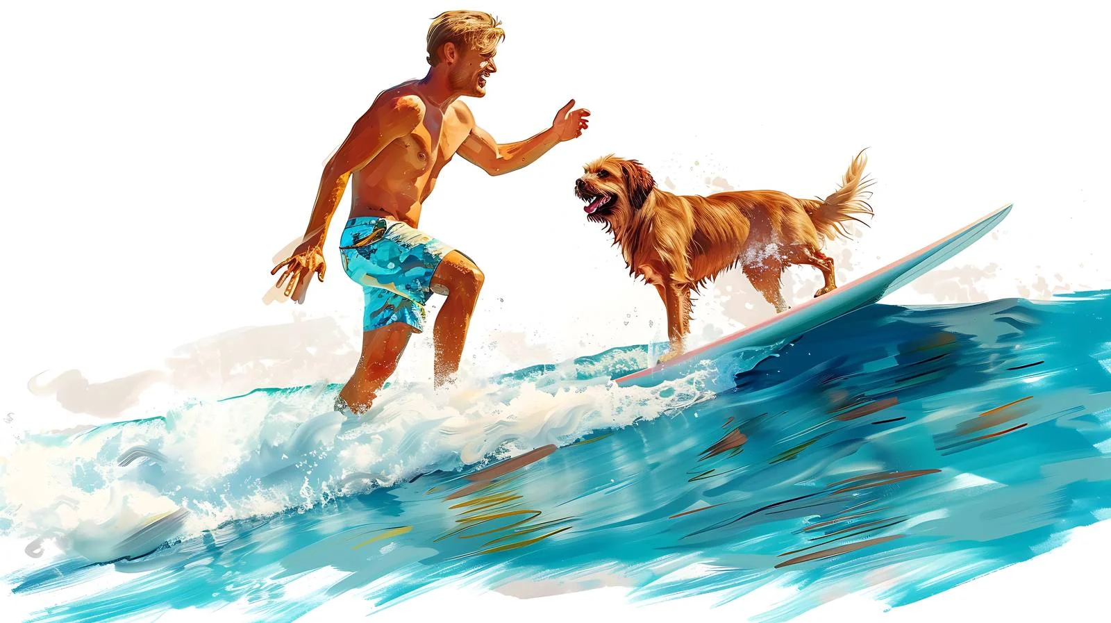 Surfer and Dog on Surfboard Isolation — free download from Dotvec