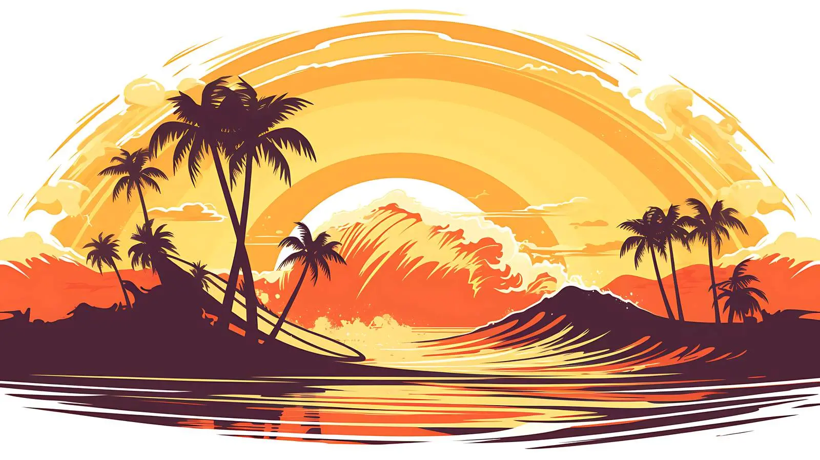 Tropical Surfing Poster Design — free download from Dotvec