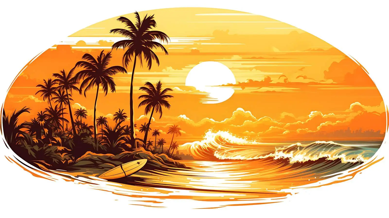 Tropical Surfing Poster Vector Illustration — free download from Dotvec