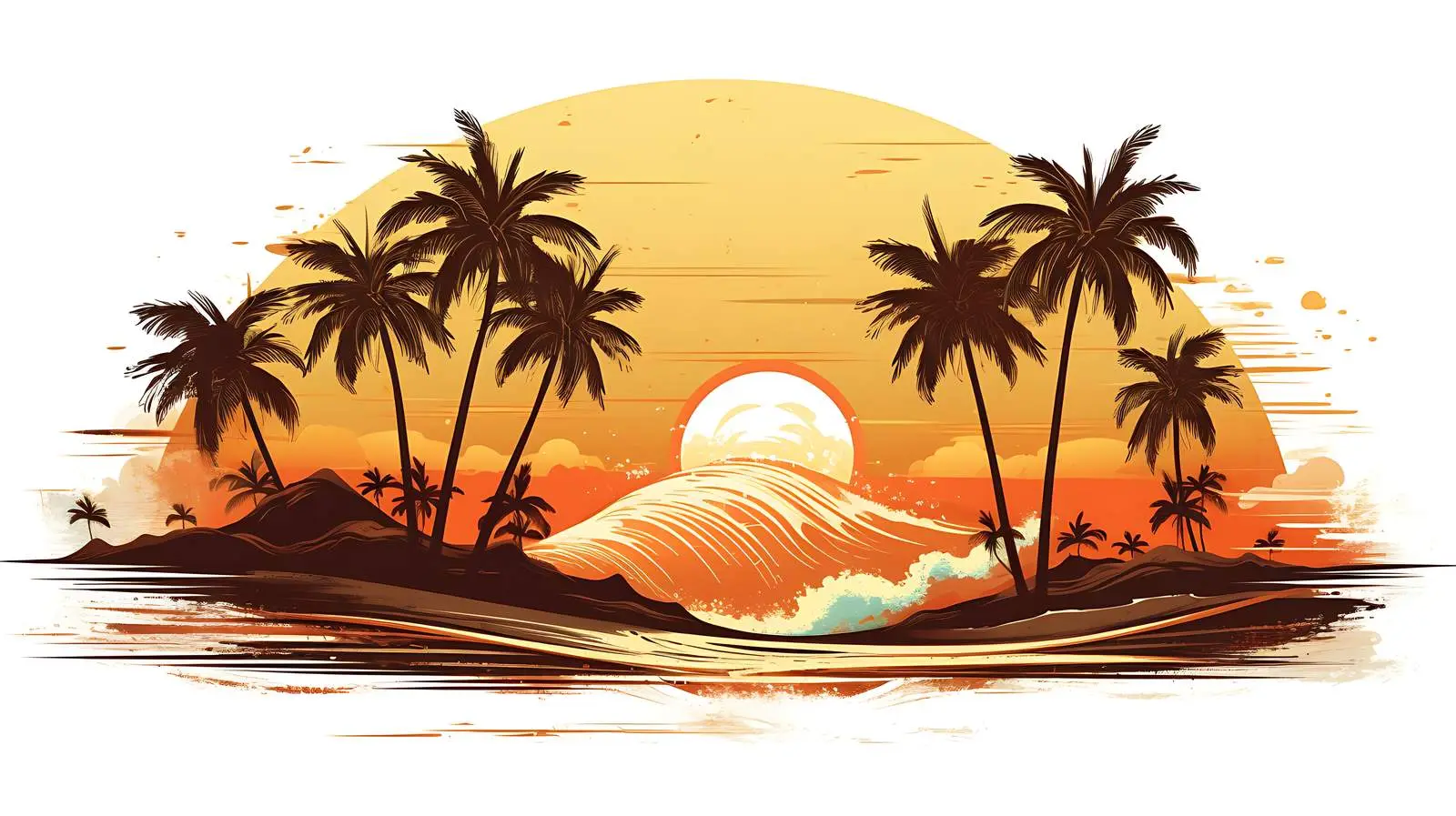 Tropical Surfing Poster Vector Illustration — free download from Dotvec