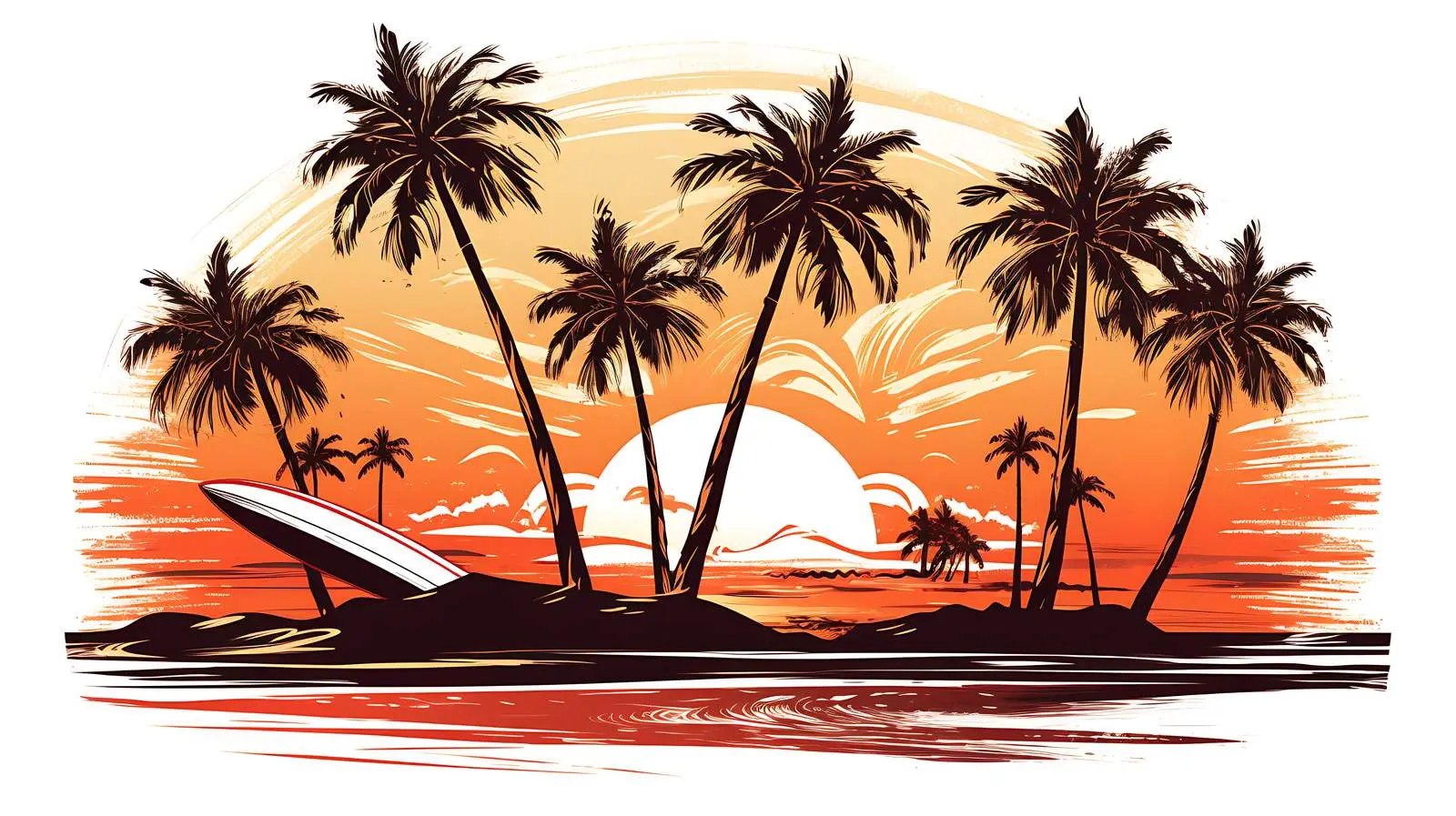 Tropical Surfing Poster Vector Illustration — free download from Dotvec