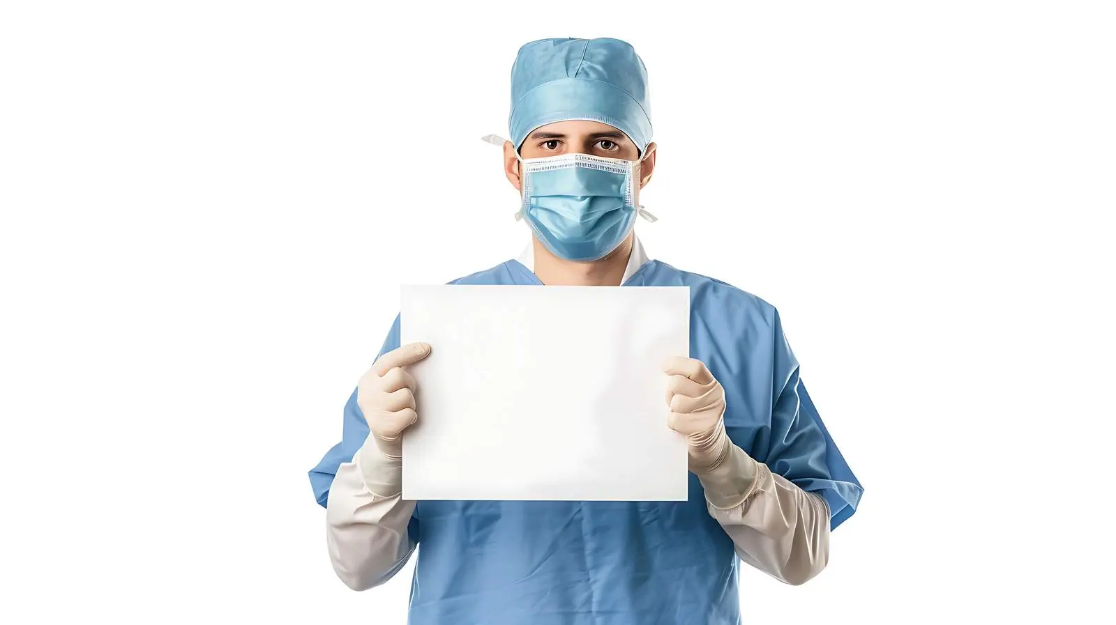 Surgeon Holding Placard Isolated on White Background – free emergency image from Dotvec