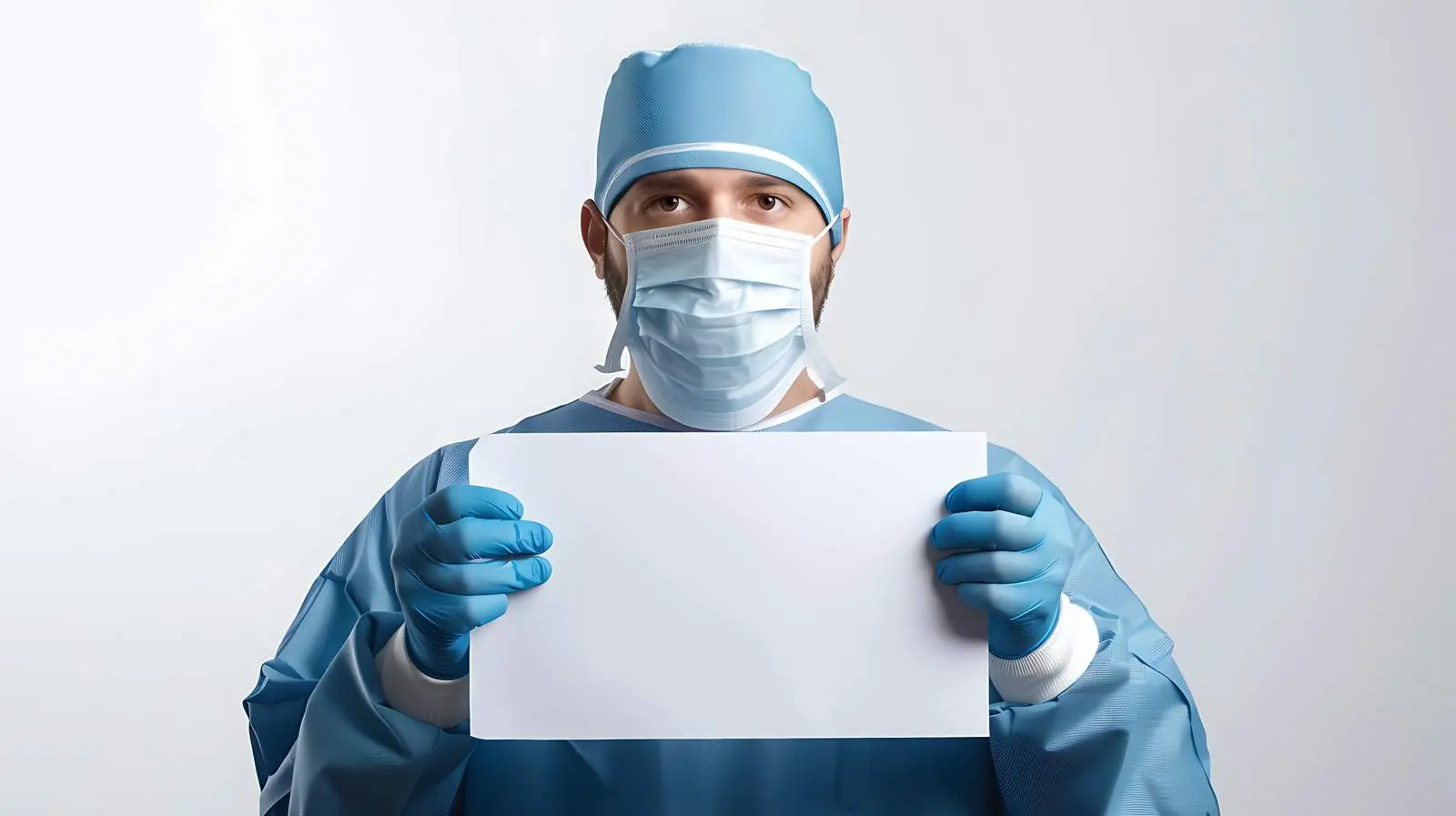 Surgeon Holding Placard Isolated on White Background – free emergency image from Dotvec