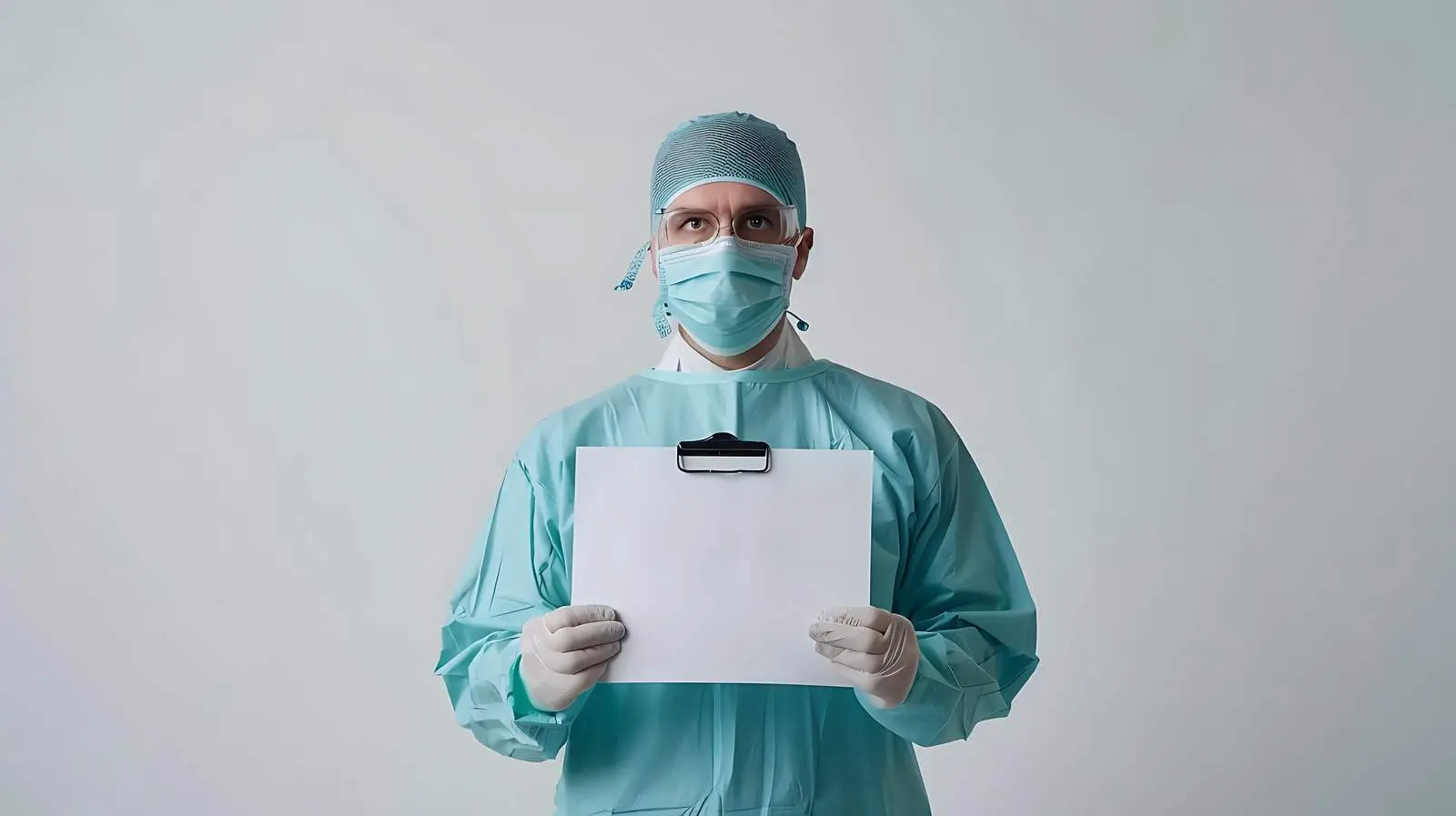 Surgeon Holding Placard Isolated on White Background – free emergency image from Dotvec