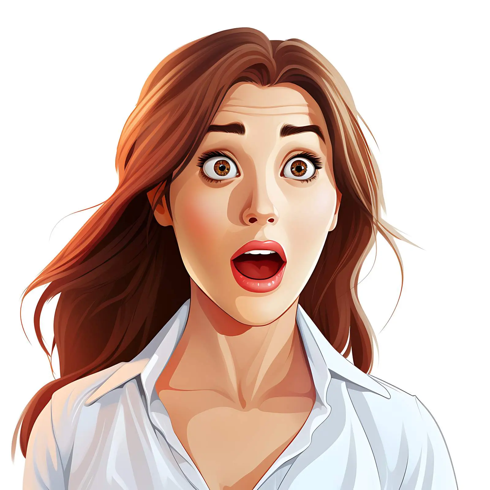 Surprised Young Woman Cartoon Expression — free download from Dotvec