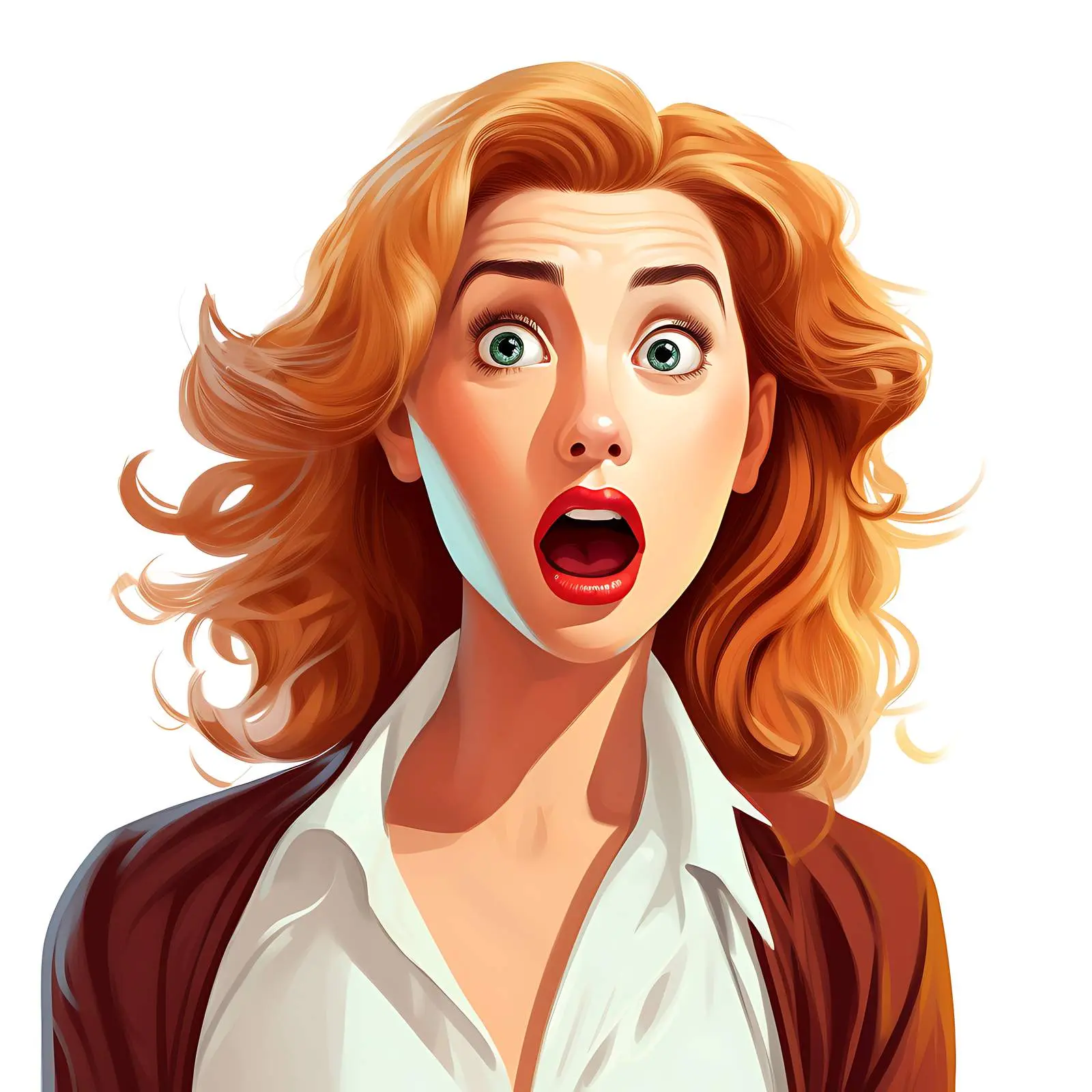 Surprised Young Woman Cartoon Expression — free download from Dotvec