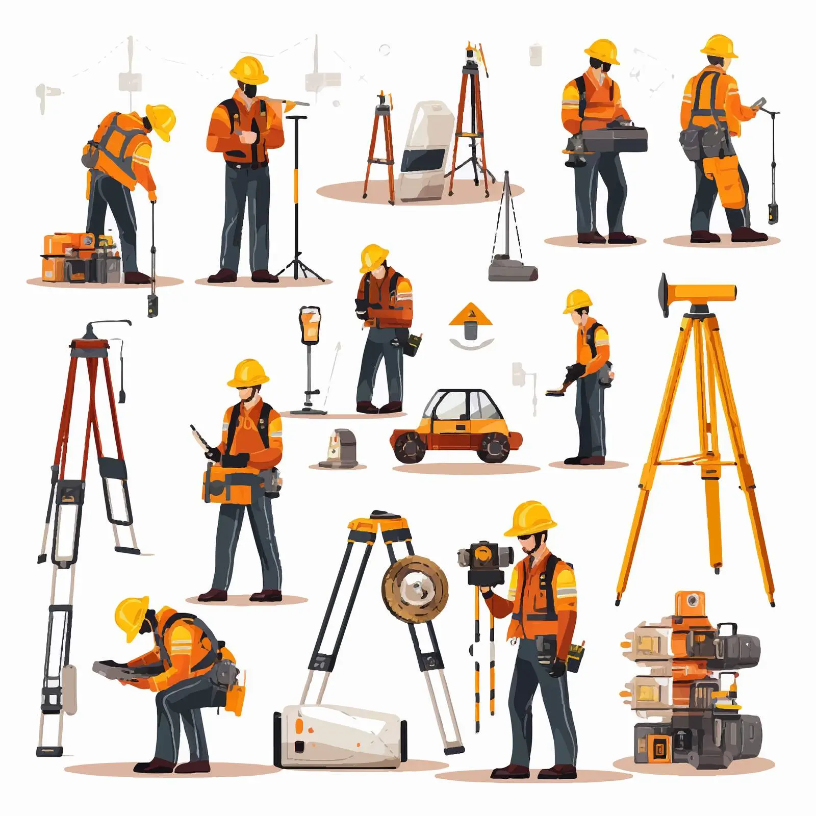 Surveyor Engineers with Geodetic Equipment Vector Art — free download from Dotvec