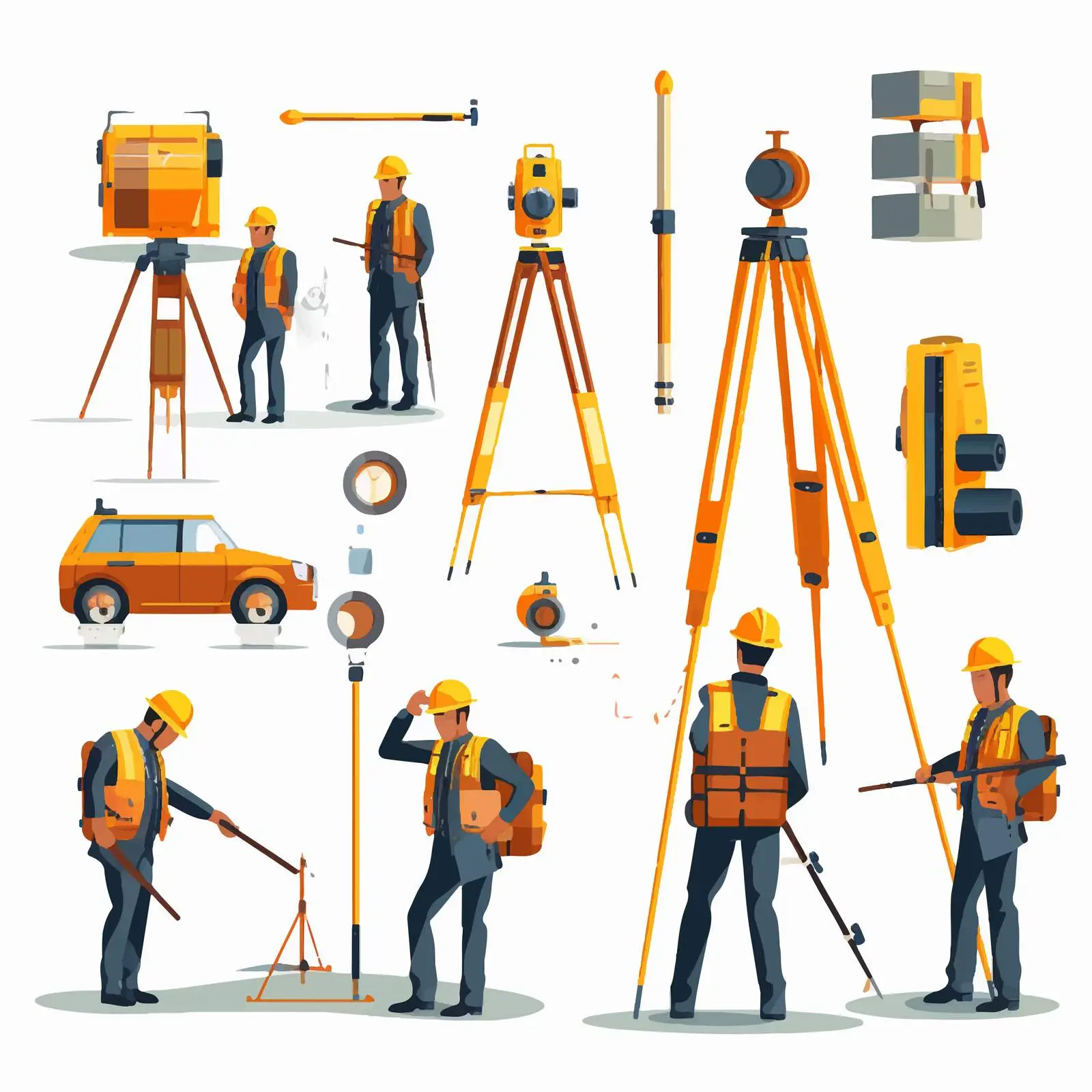 Surveyor Engineers with Geodetic Equipment Set — free download from Dotvec