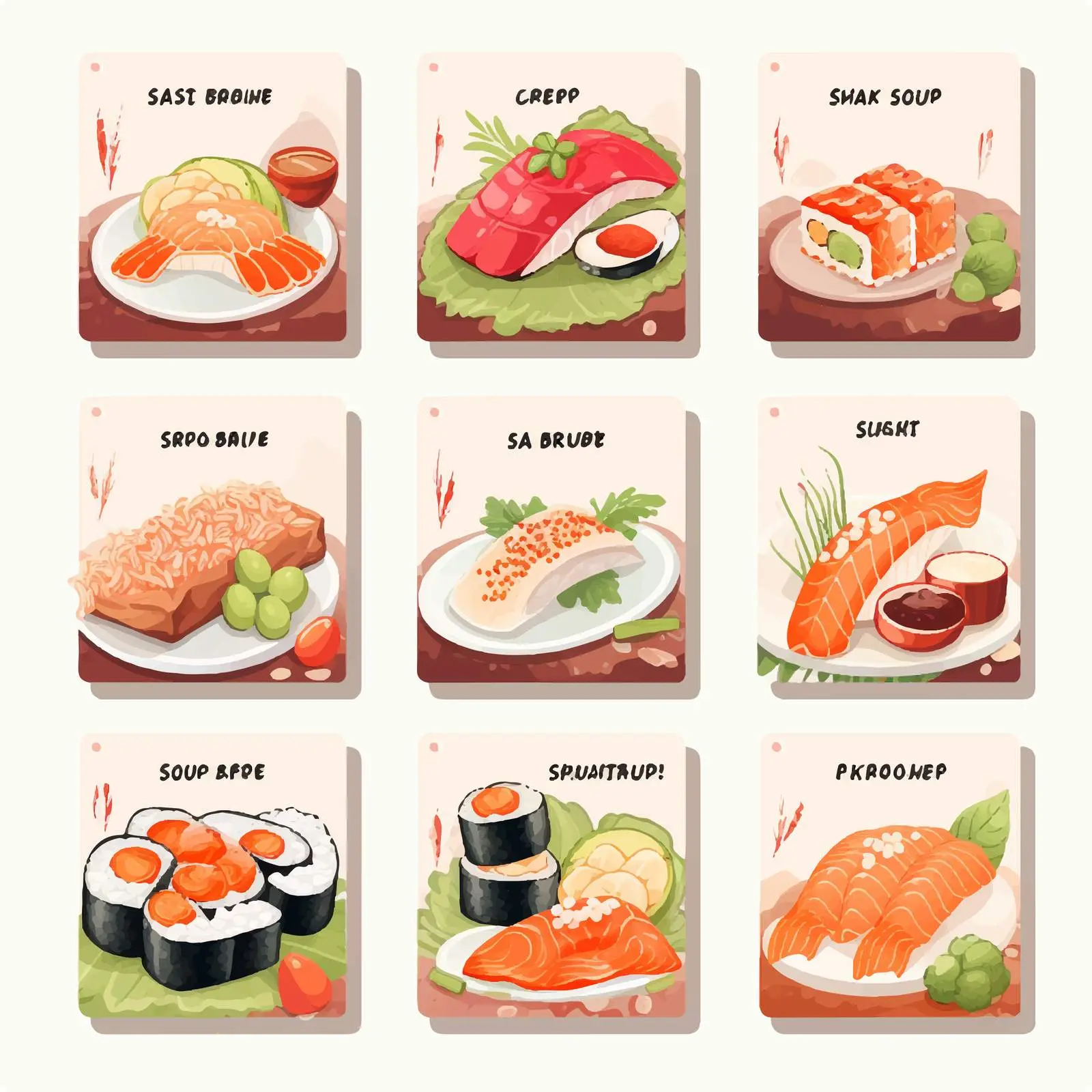 Sushi Card Designs for Asian Cuisine Bar — free download from Dotvec