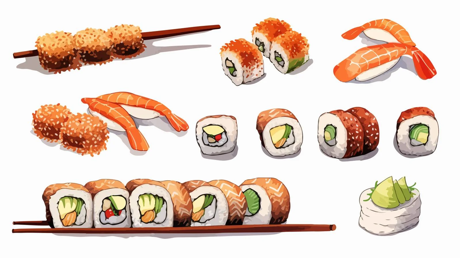 Elegant Sushi Rolls with Wasabi Dipping — free download from Dotvec