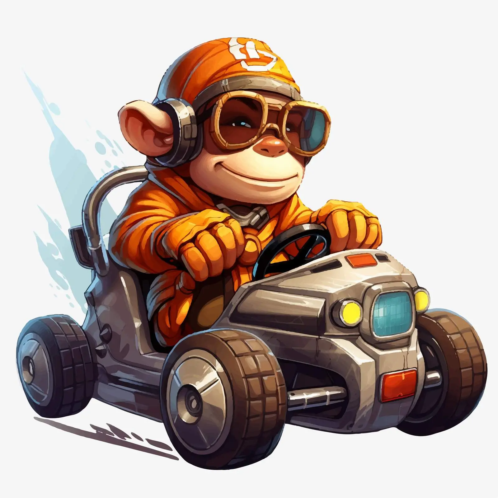 Swag Monkey Driving Race Car Illustration — free download from Dotvec