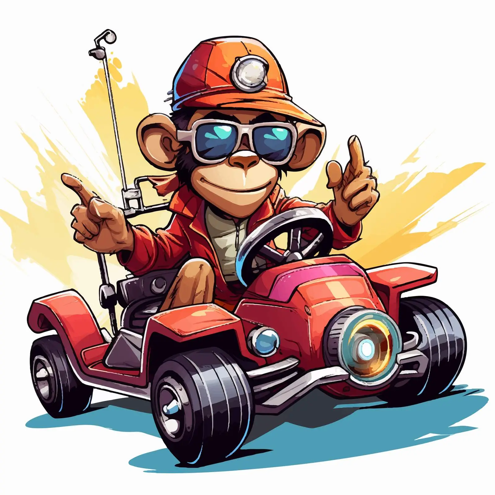 Swag Monkey Racing Car Illustration — free download from Dotvec
