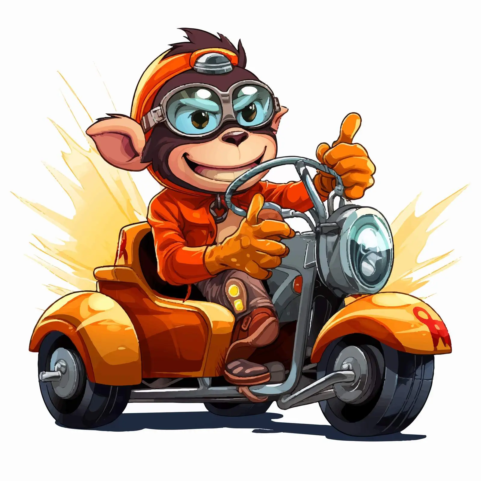 Swag Monkey Driving Race Car Illustration – free entertaining art image from Dotvec