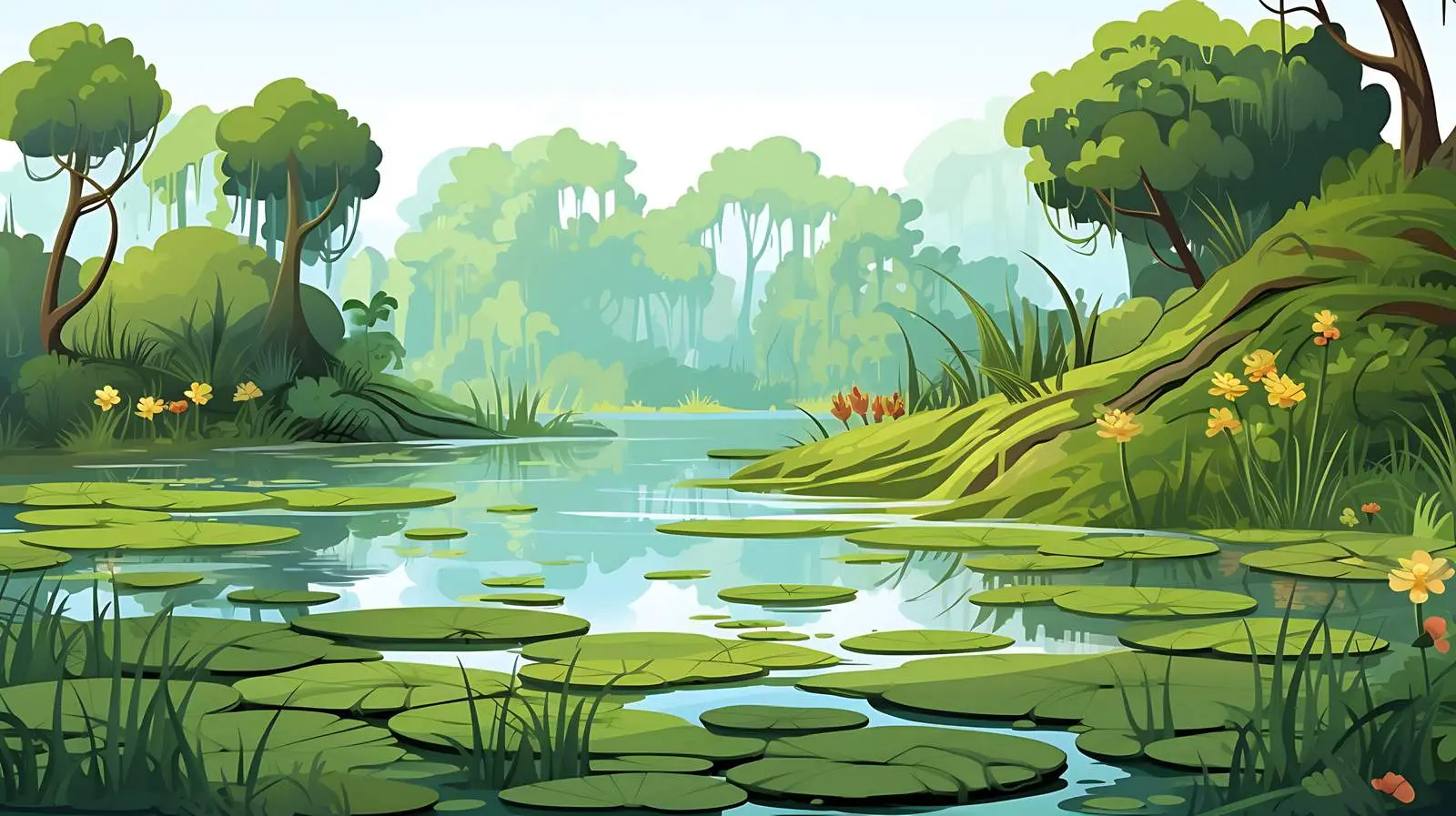 Fantasy Swamp Landscape Illustration — free download from Dotvec