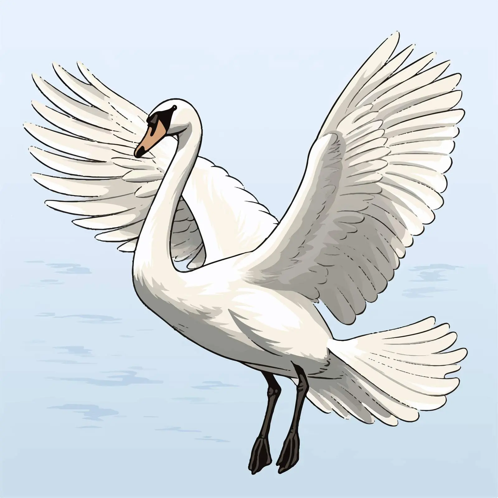 Top View Swan Line Illustration on White Background — free download from Dotvec