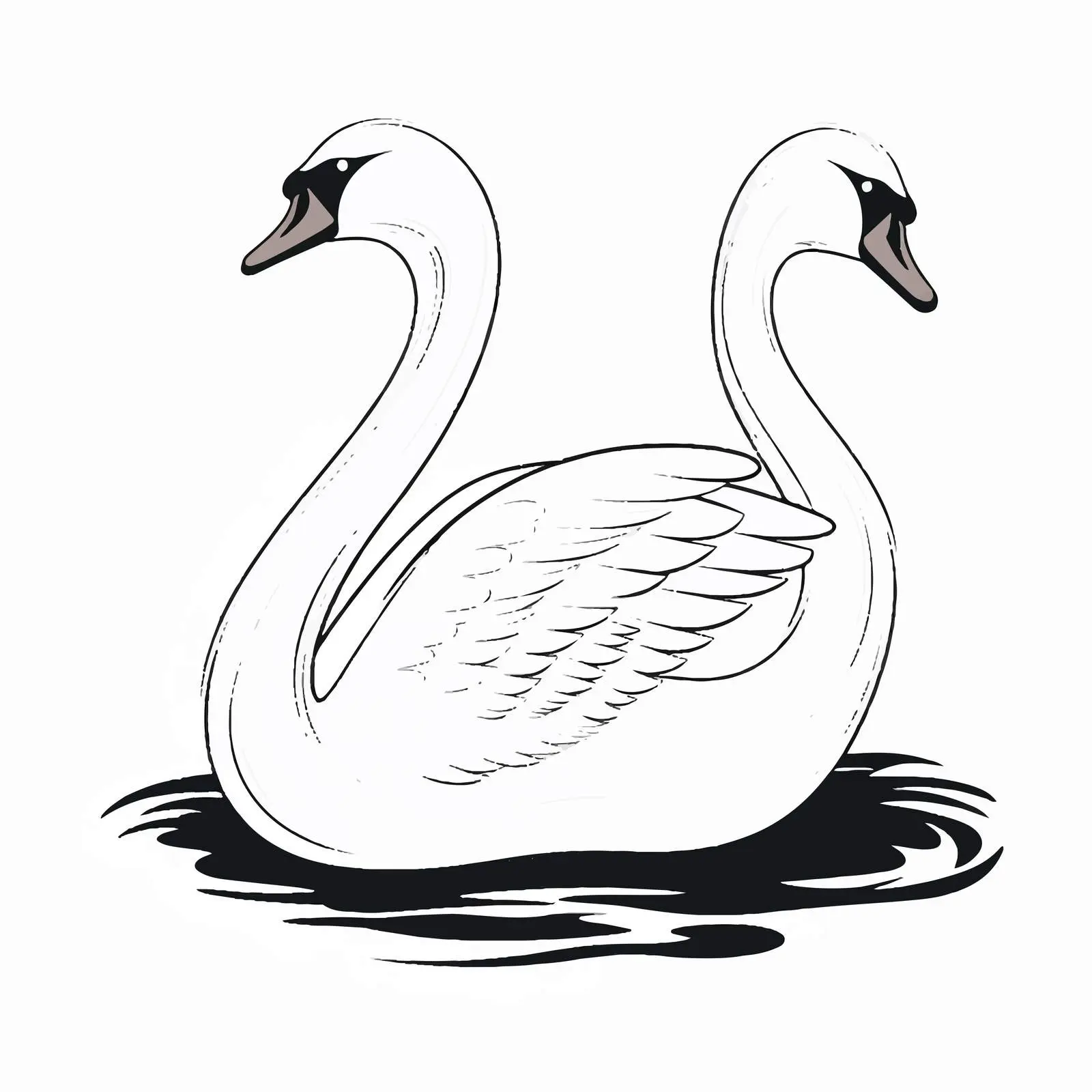Swan Line Illustration Top View on White Background — free download from Dotvec