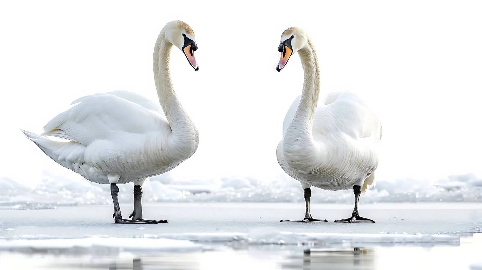 Majestic Swans on Frozen Winter Lake — free download from Dotvec