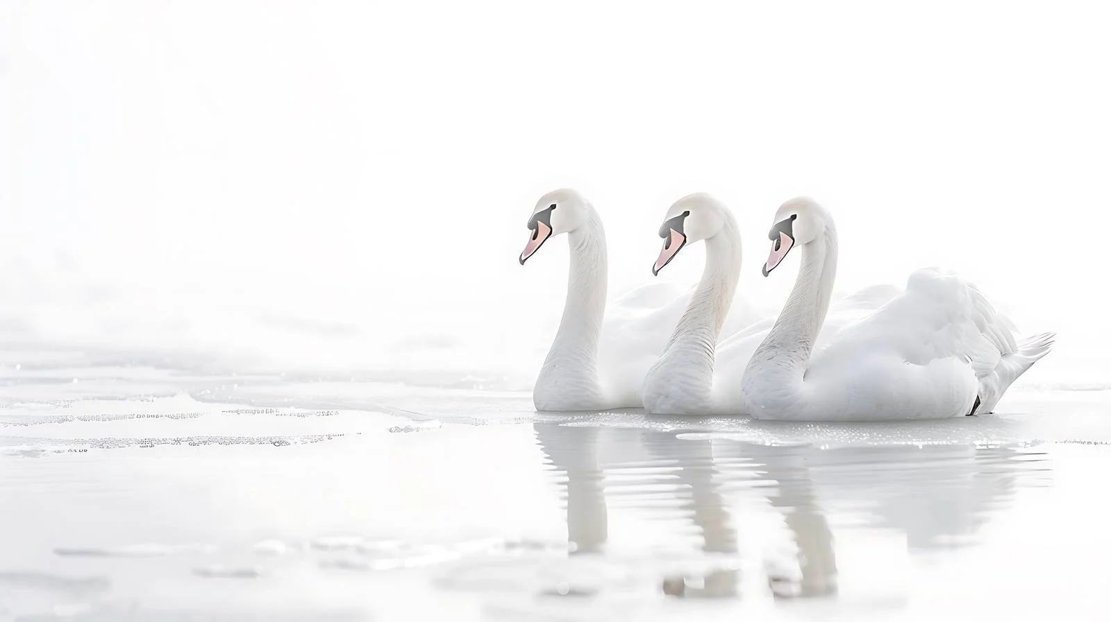 Graceful swans on frozen winter lake — free download from Dotvec