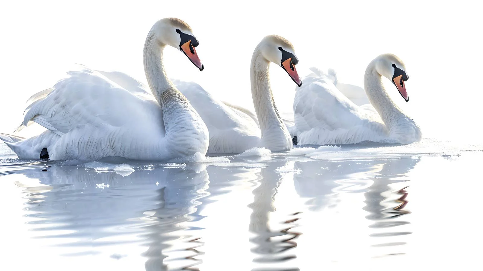 Elegant Swans Perched on Frozen Winter Lake — free download from Dotvec