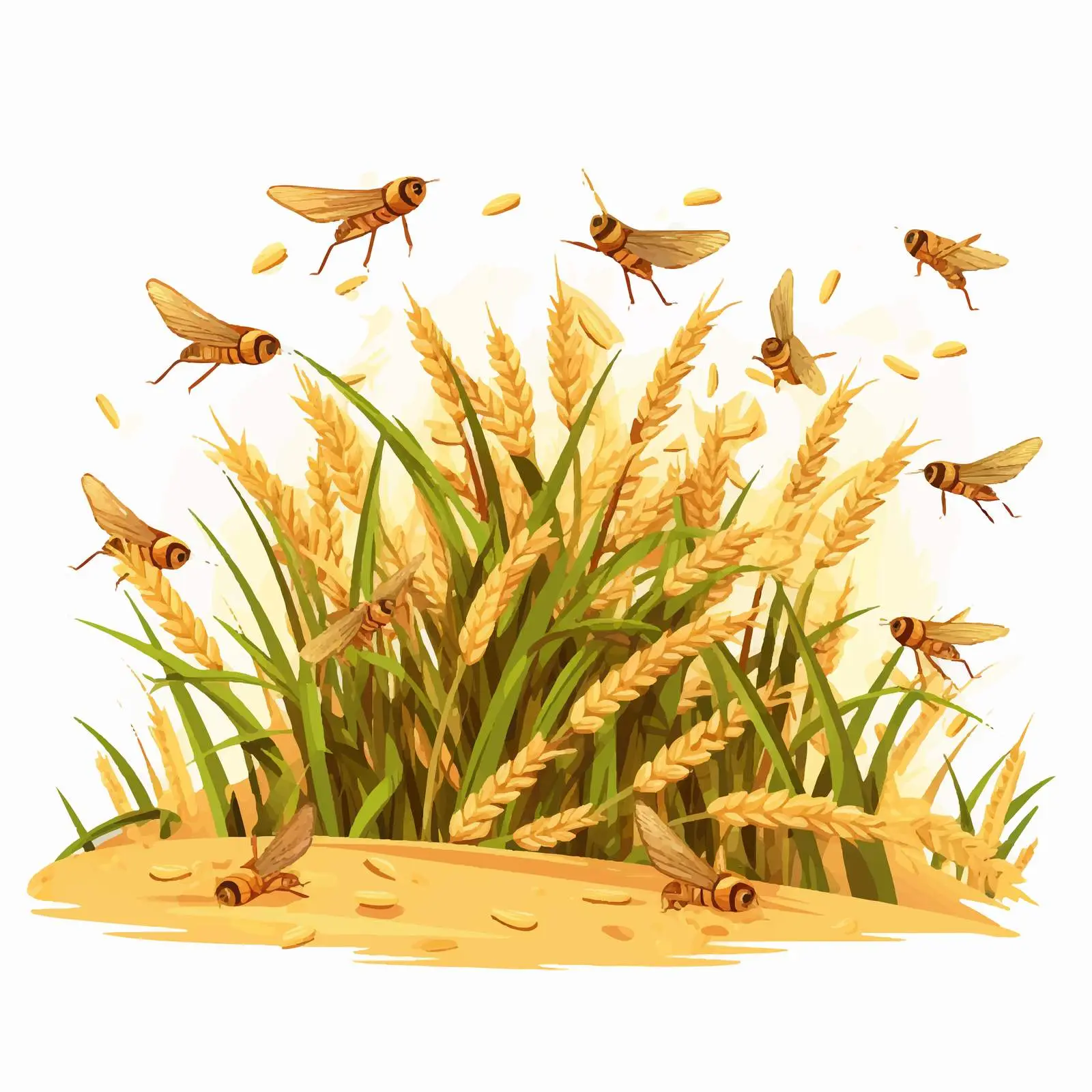 Locust Swarm Attacking Plants - Vector Illustration — free download from Dotvec