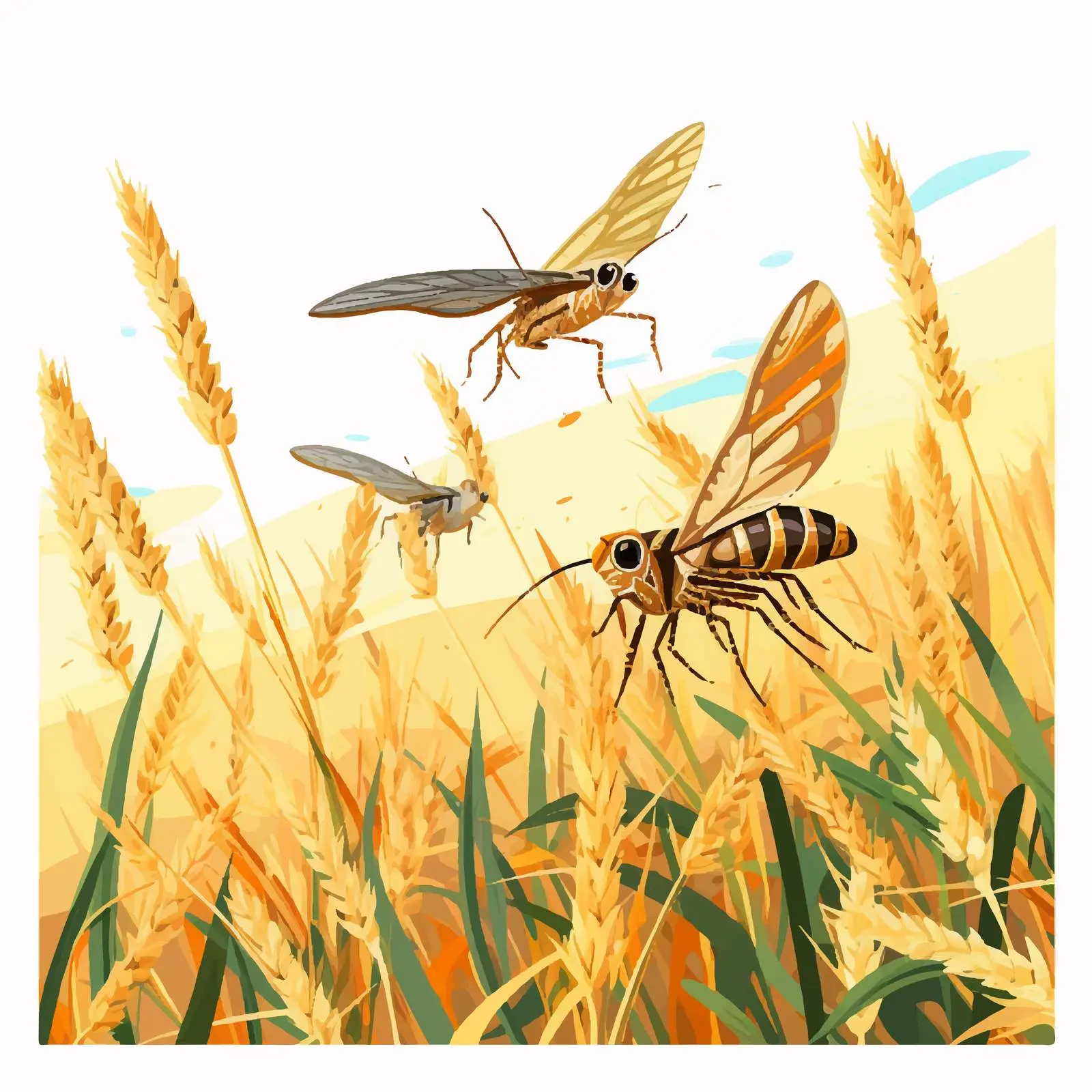 Locust Swarm Attacking Plants Vector Illustration — free download from Dotvec