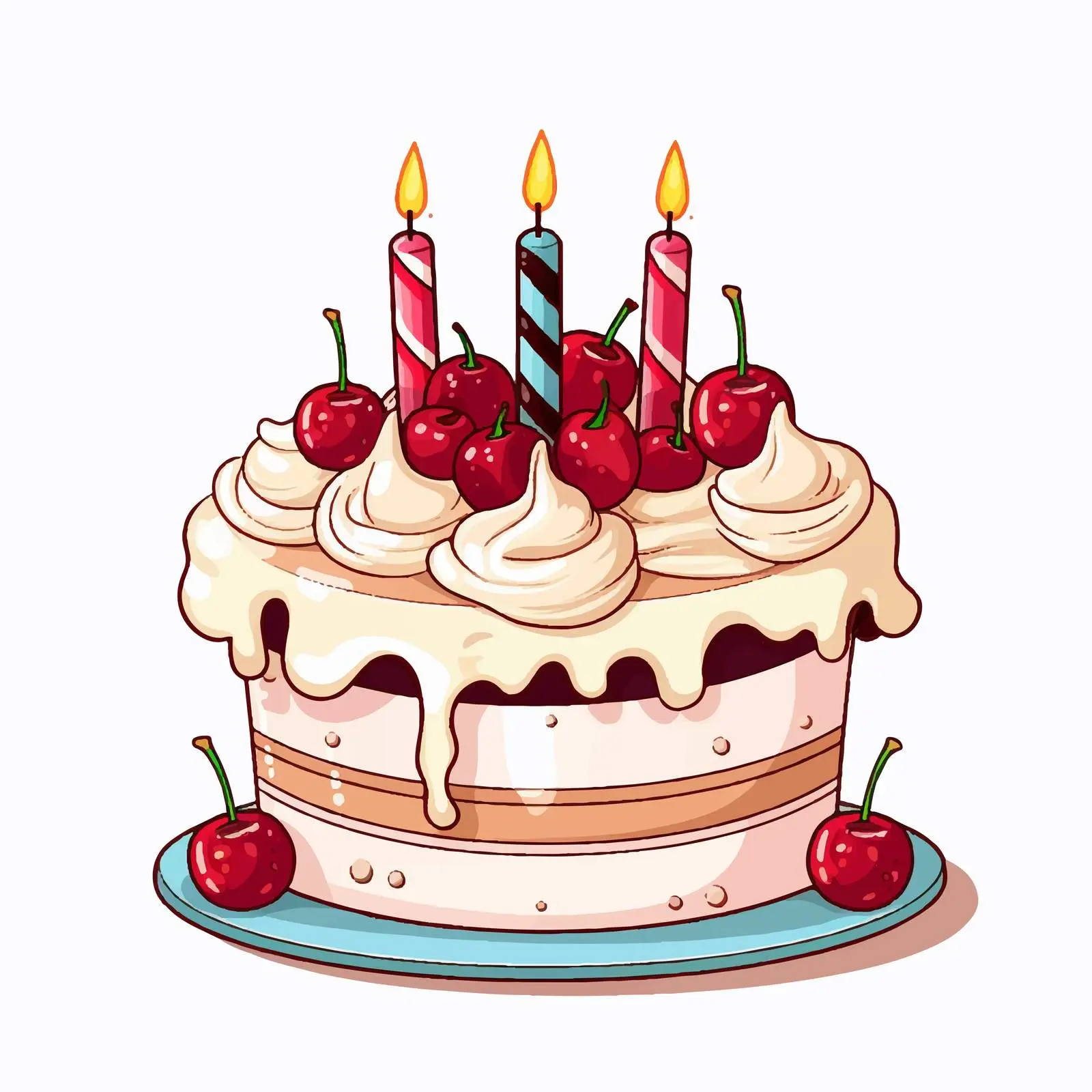 Sweet Cartoon Cake with Candles Vector Illustration — free download from Dotvec
