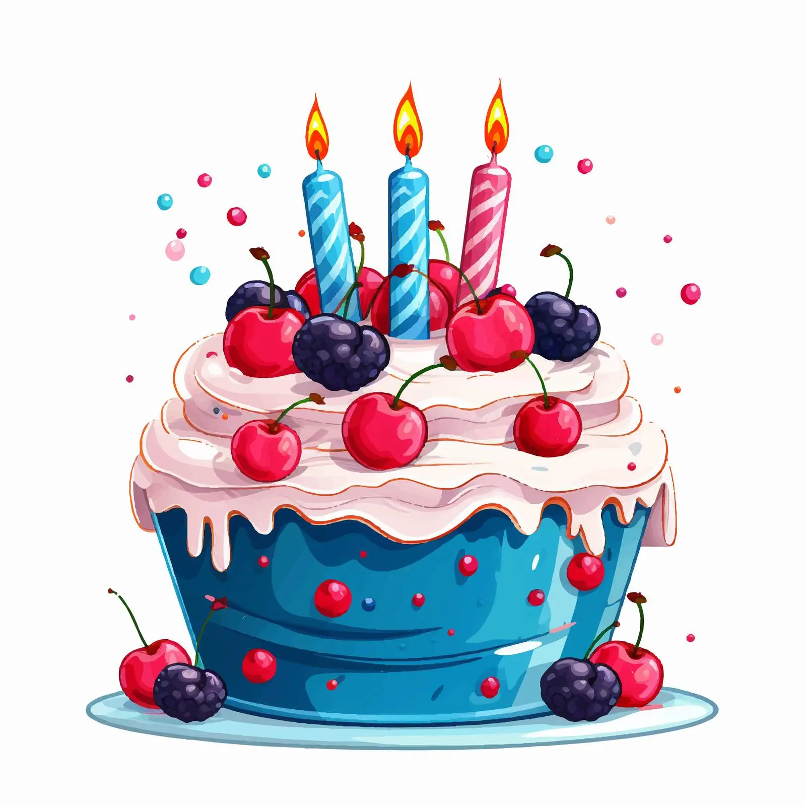 Colorful Cartoon Cake with Candles Vector — free download from Dotvec