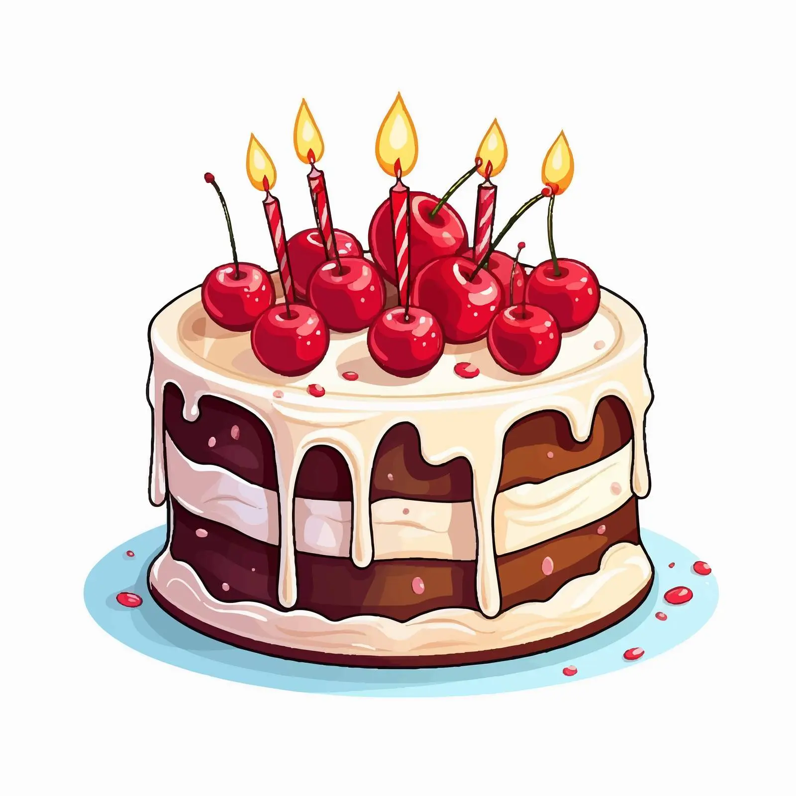 Sweet Cartoon Cake with Candles Illustration — free download from Dotvec
