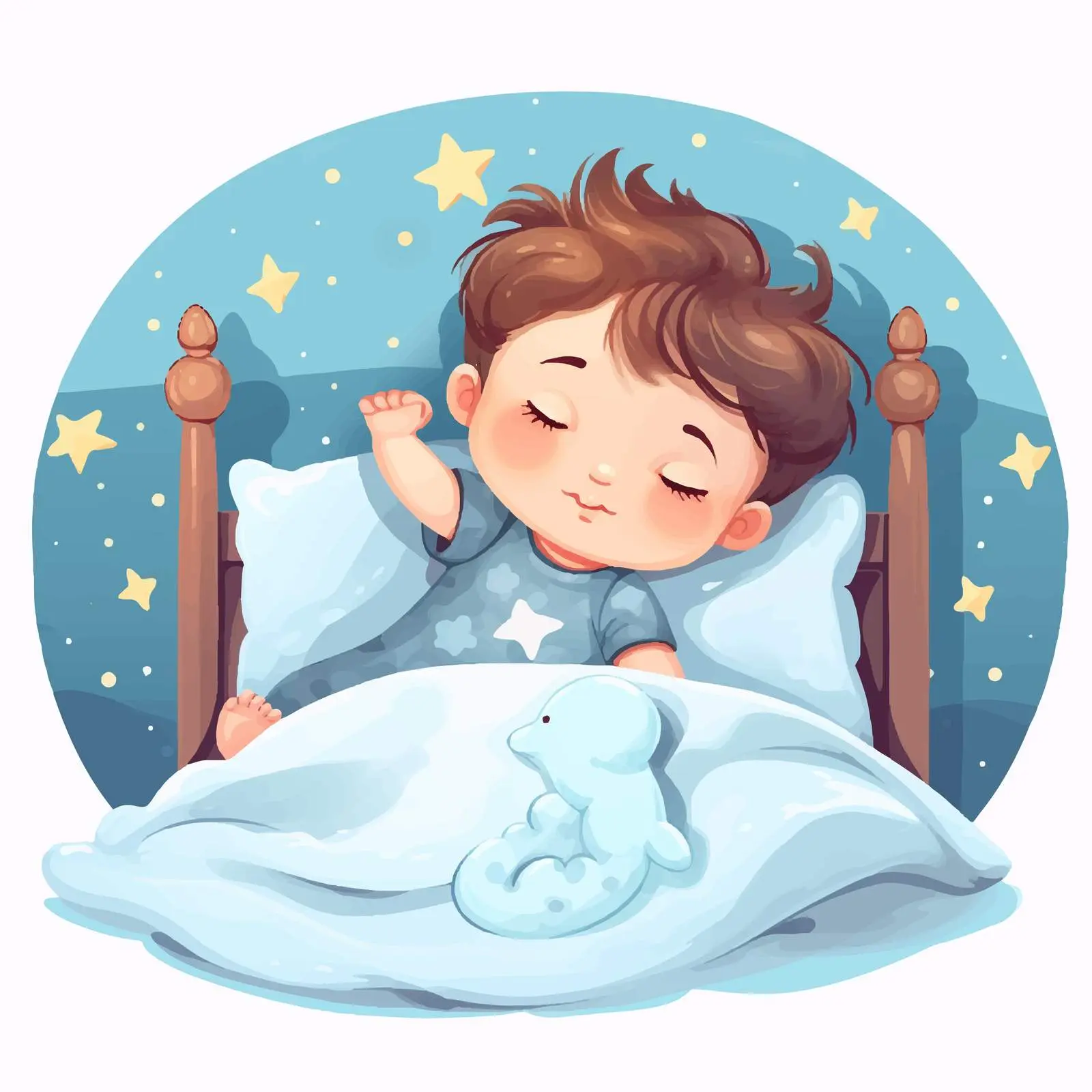 Sweet Baby's First Dreams Cartoon Vector Illustration — free download from Dotvec