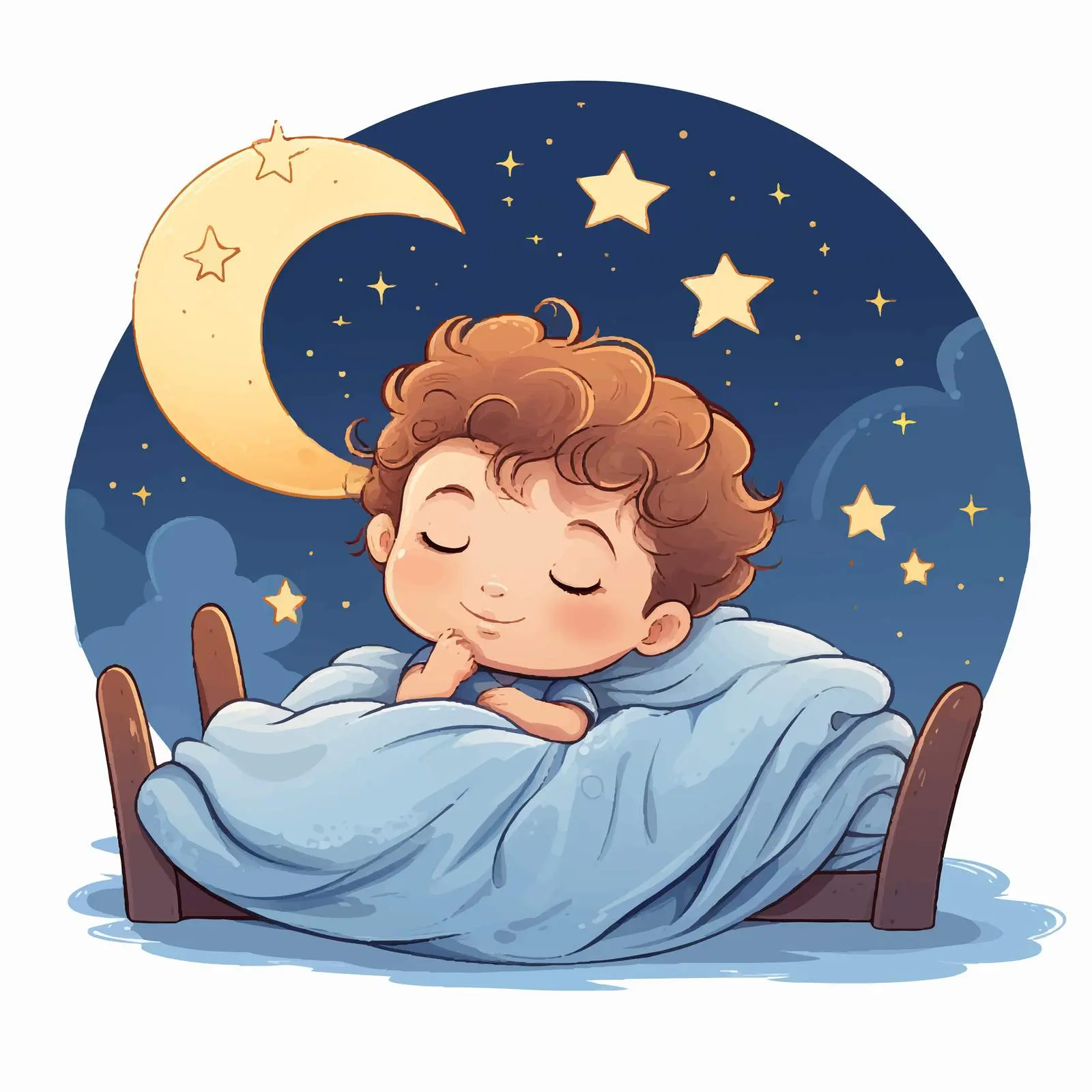 Sweet Baby's First Dreams Cartoon Vector Illustration — free download from Dotvec