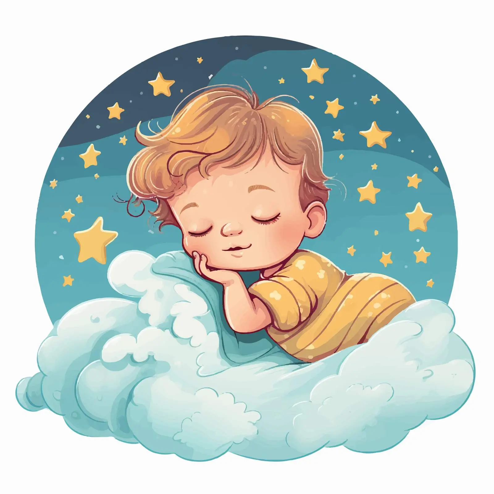 Sweet Baby's First Dream Cartoon Vector Illustration – free fantasy world image from Dotvec