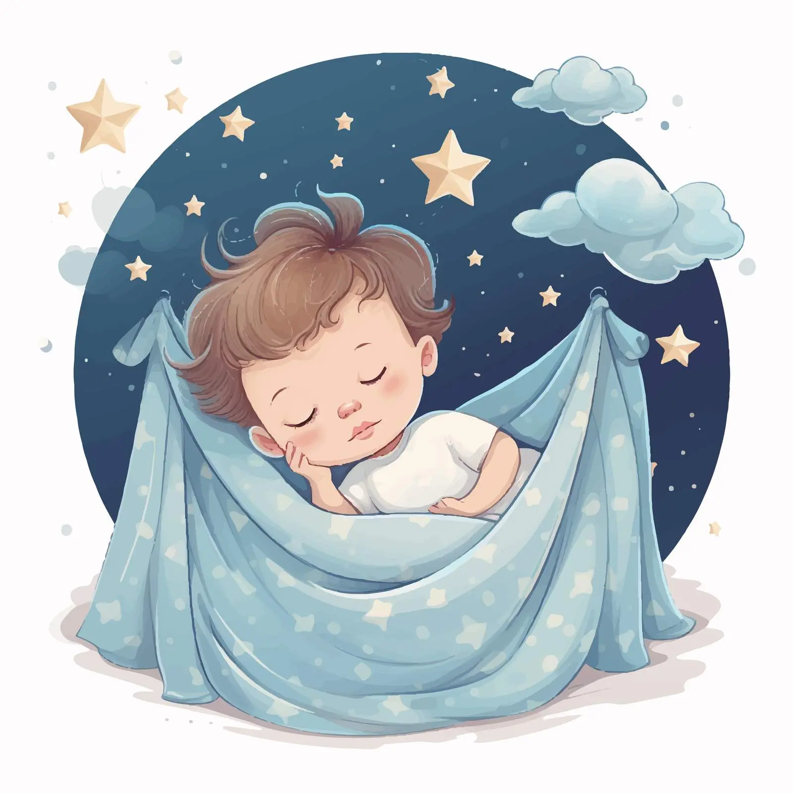 Sweet Baby First Dreams Cartoon Vector Illustration – free fantasy world image from Dotvec