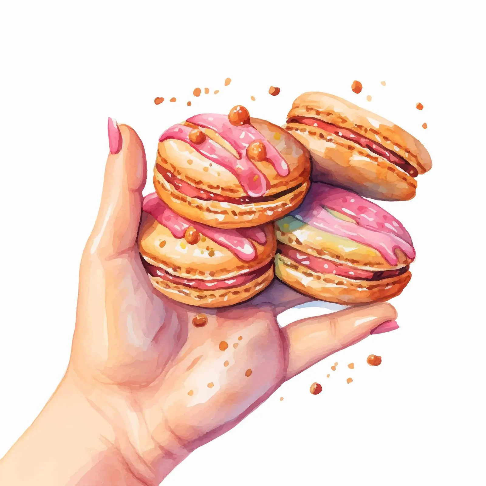 Colorful Hand Holding Sweet Biscuits with Filling — free download from Dotvec