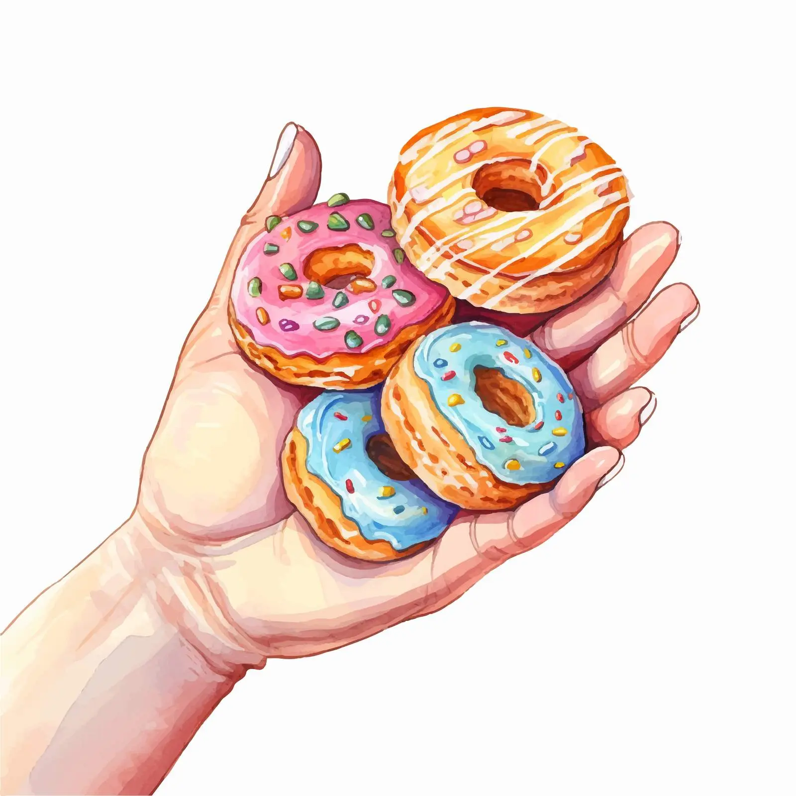 Hand Holding Sweet Biscuits with Colorful Nail Art — free download from Dotvec