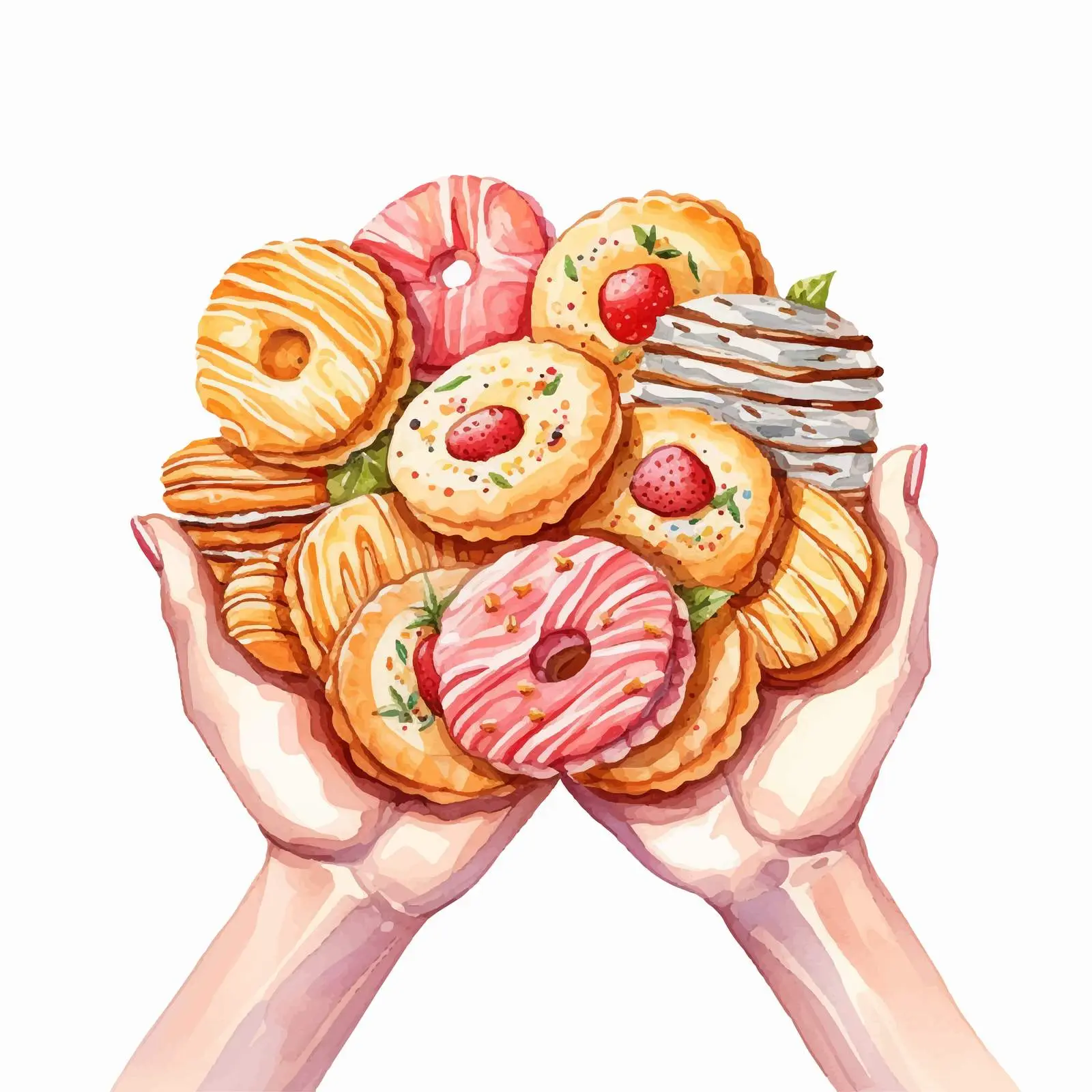 Hand Holding Sweet Biscuits with Colorful Nail Art – free fun food image from Dotvec