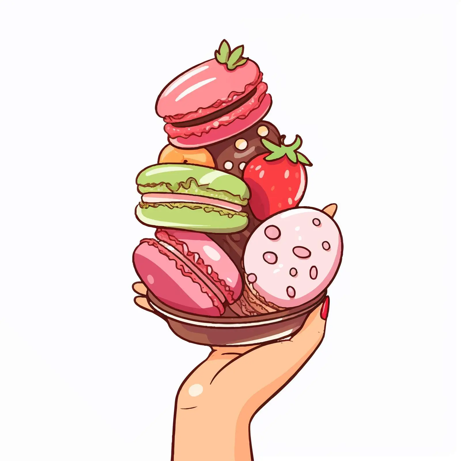 Elegant Hands Holding Sweet Cakes with Manicure — free download from Dotvec