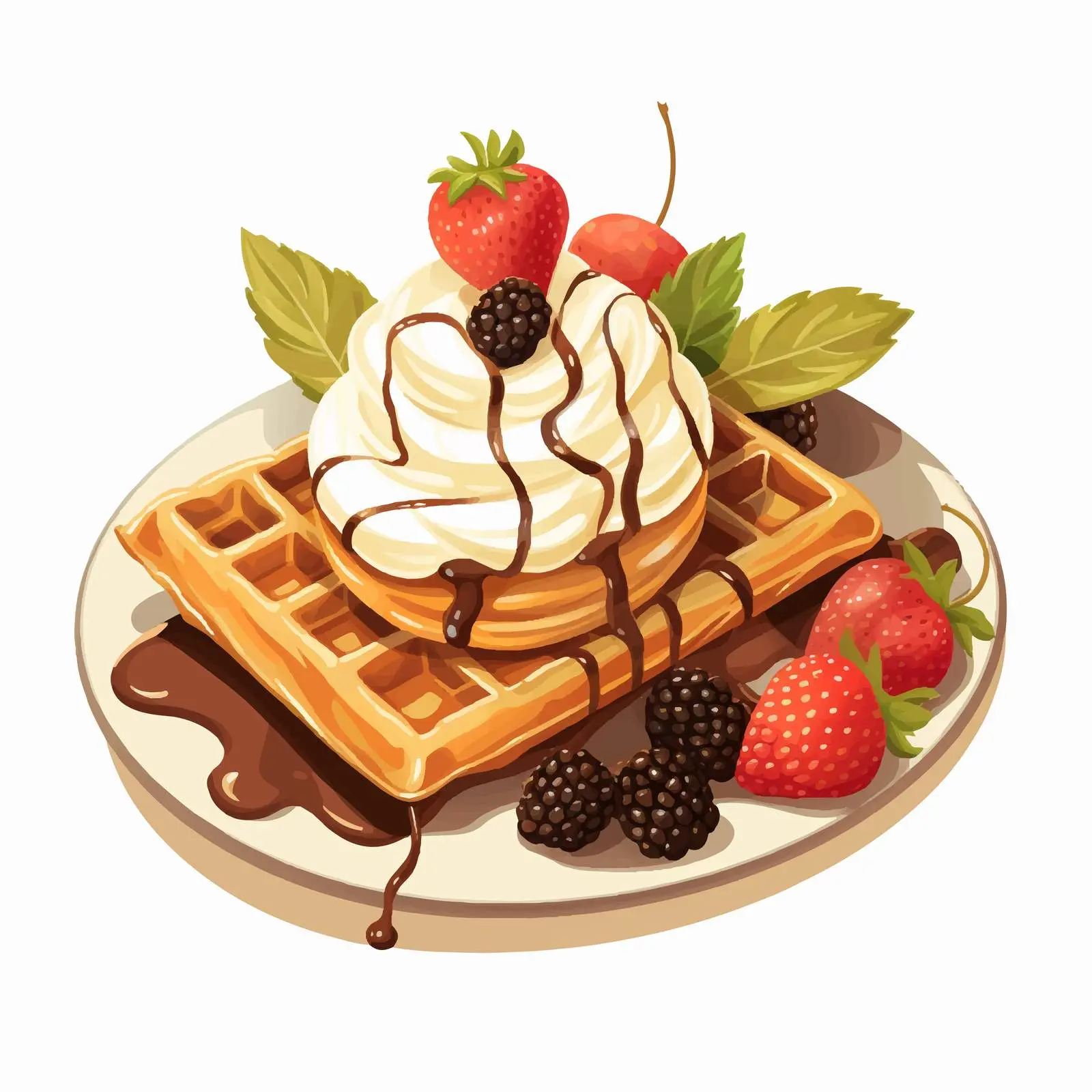 Viennese Waffles with Cream and Chocolate Sticks — free download from Dotvec