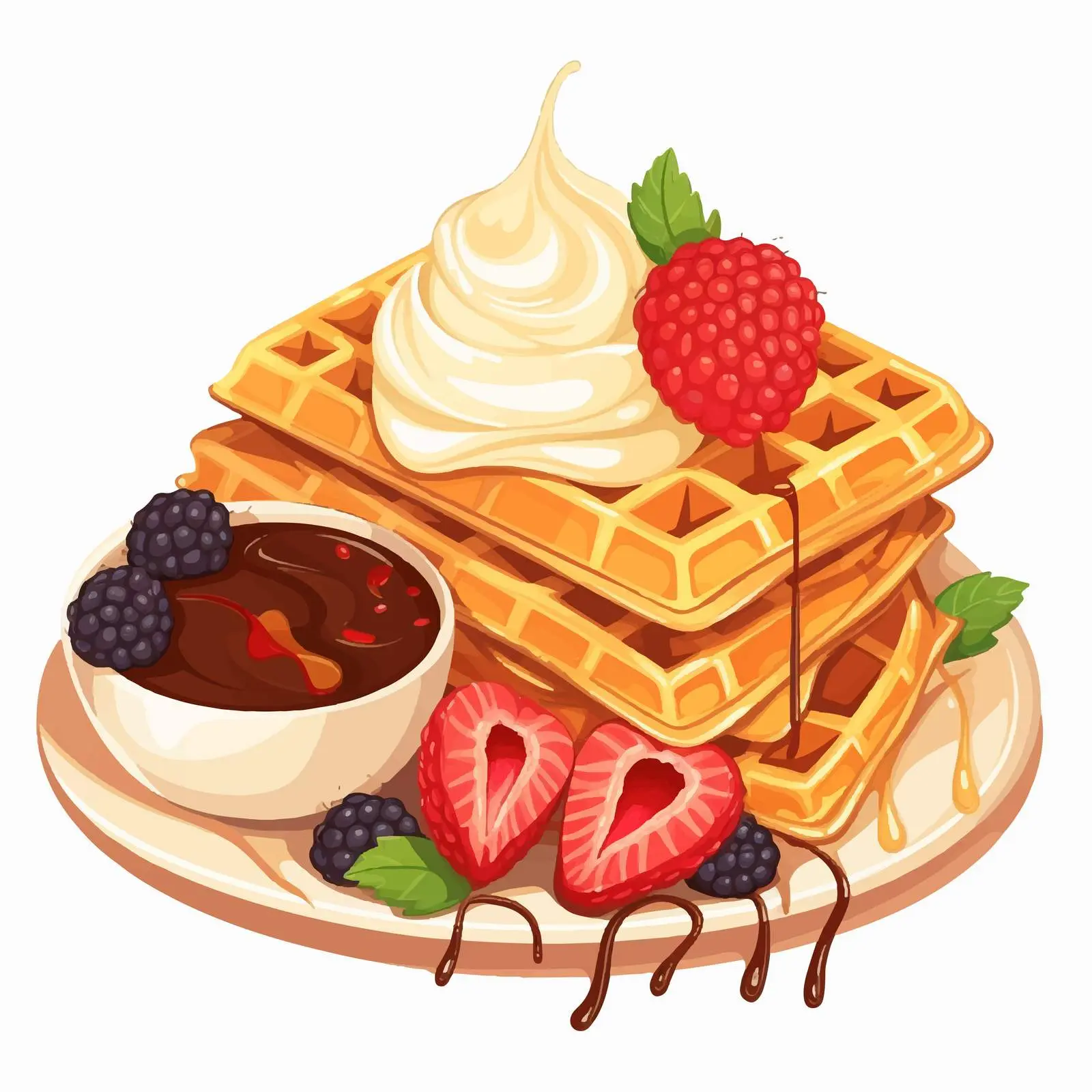 Viennese Waffles with Cream and Chocolate Sticks — free download from Dotvec