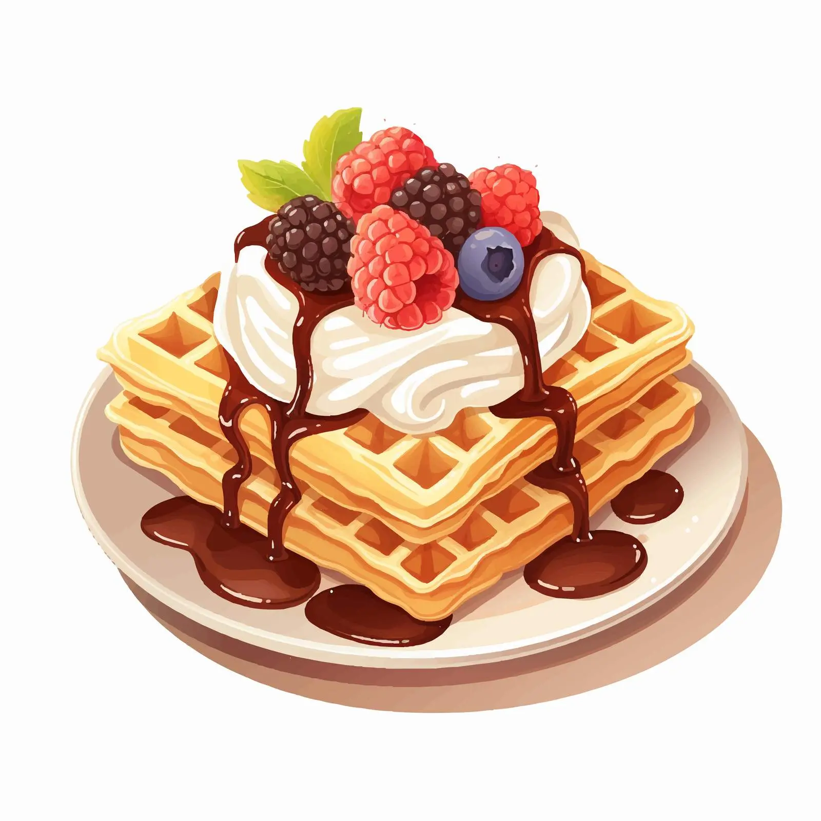 Delicious Viennese Waffles with Cream and Chocolate – free creamy image from Dotvec