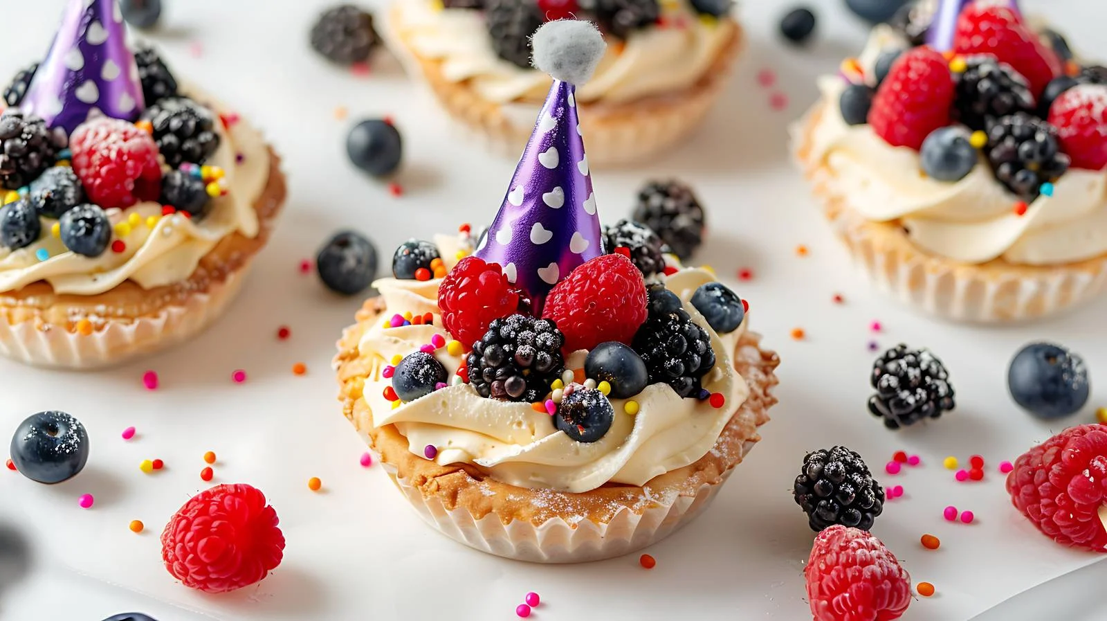Berry Desserts with Birthday Hat — free download from Dotvec