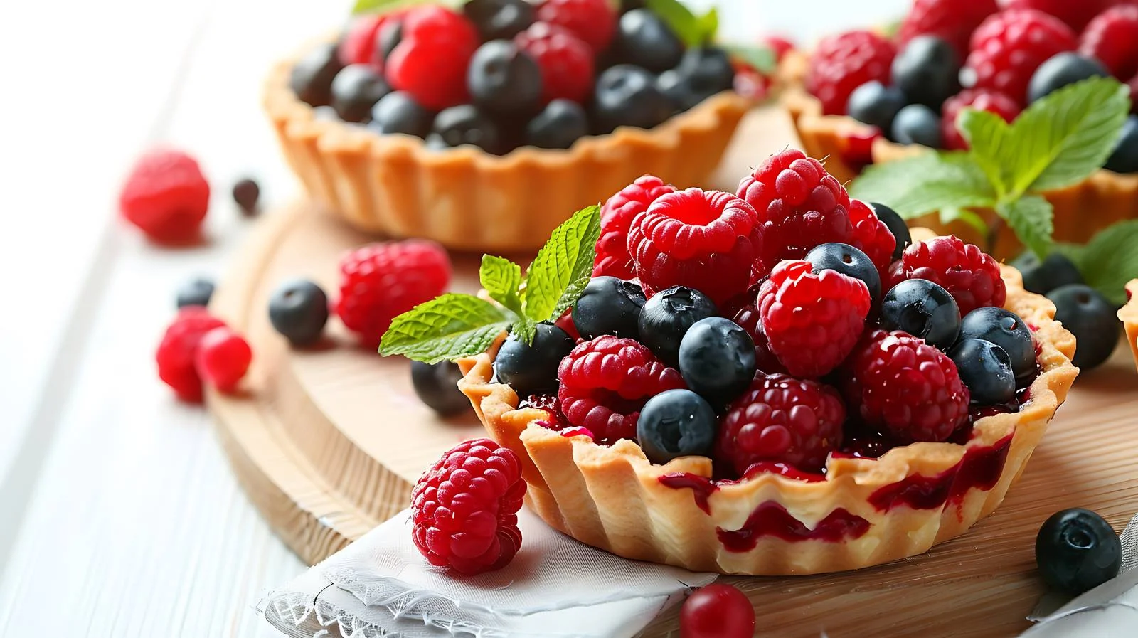 Delicious Berry Desserts on Wooden Background — free download from Dotvec