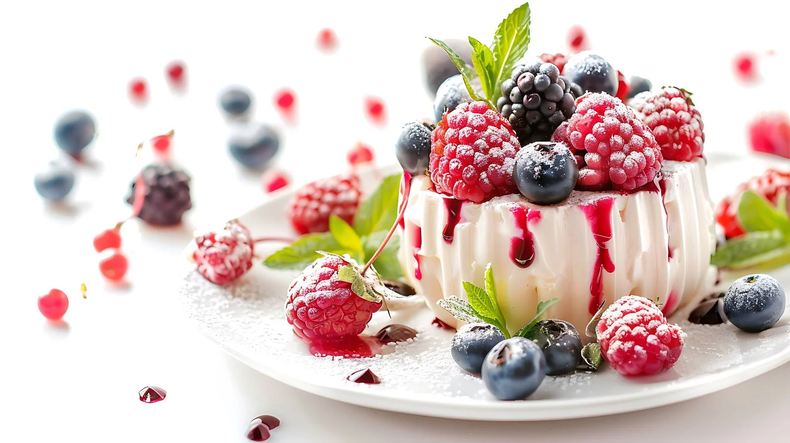 Elegant Berry Desserts on Wooden Background — free download from Dotvec