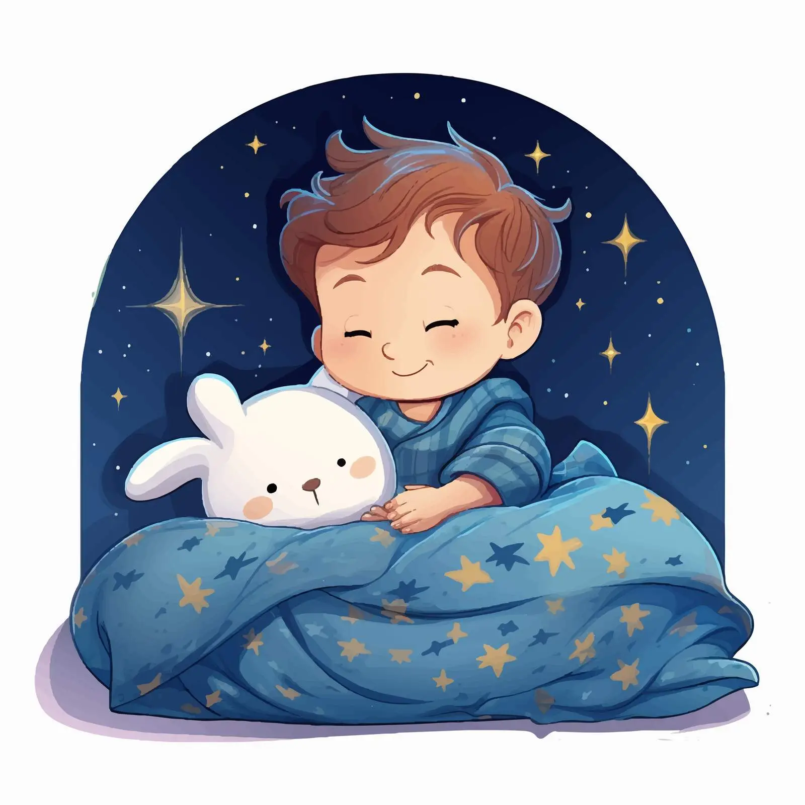 Sleeping Boy with Plush Rabbit Toy — free download from Dotvec