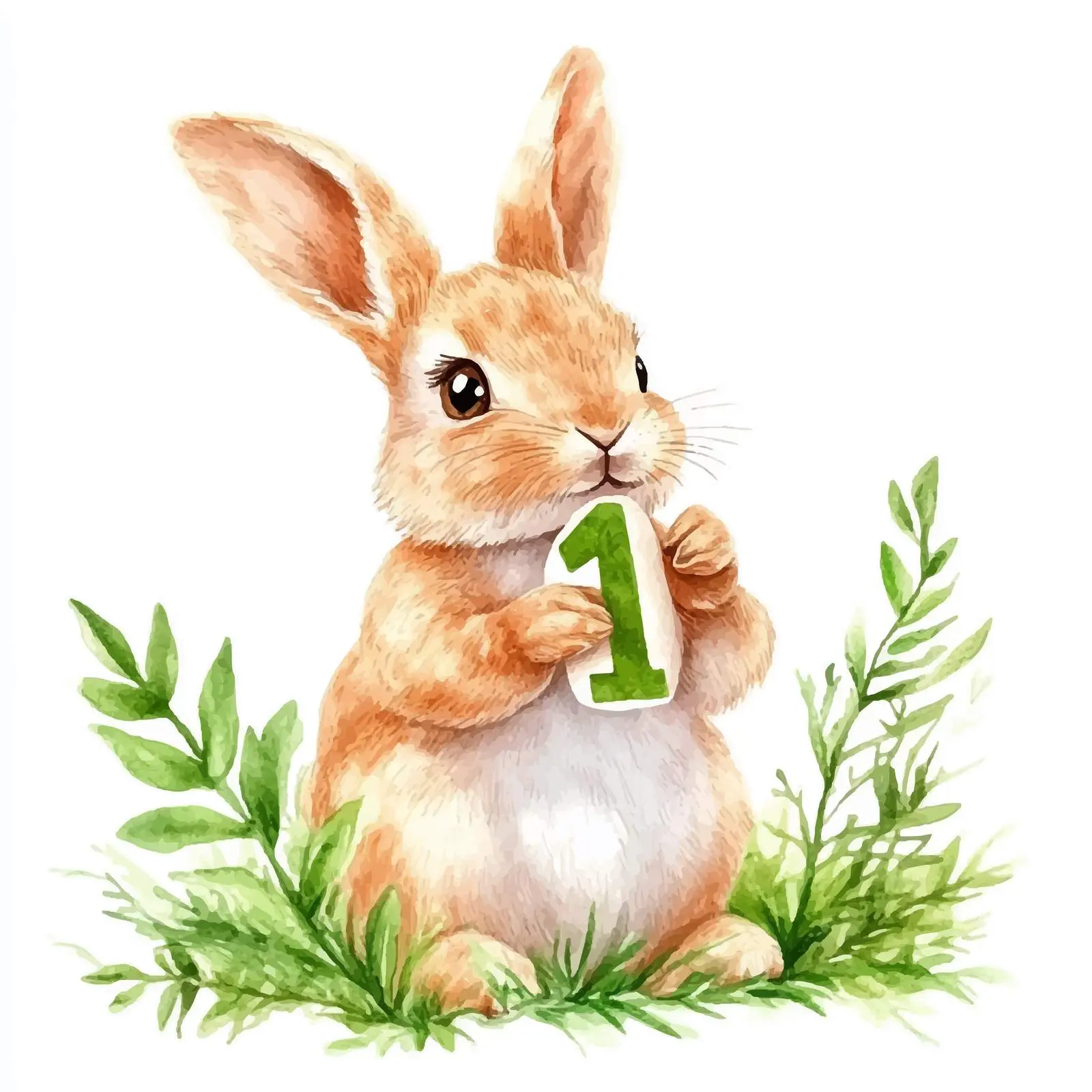 Easter Rabbit Watercolor Figure with Letters — free download from Dotvec