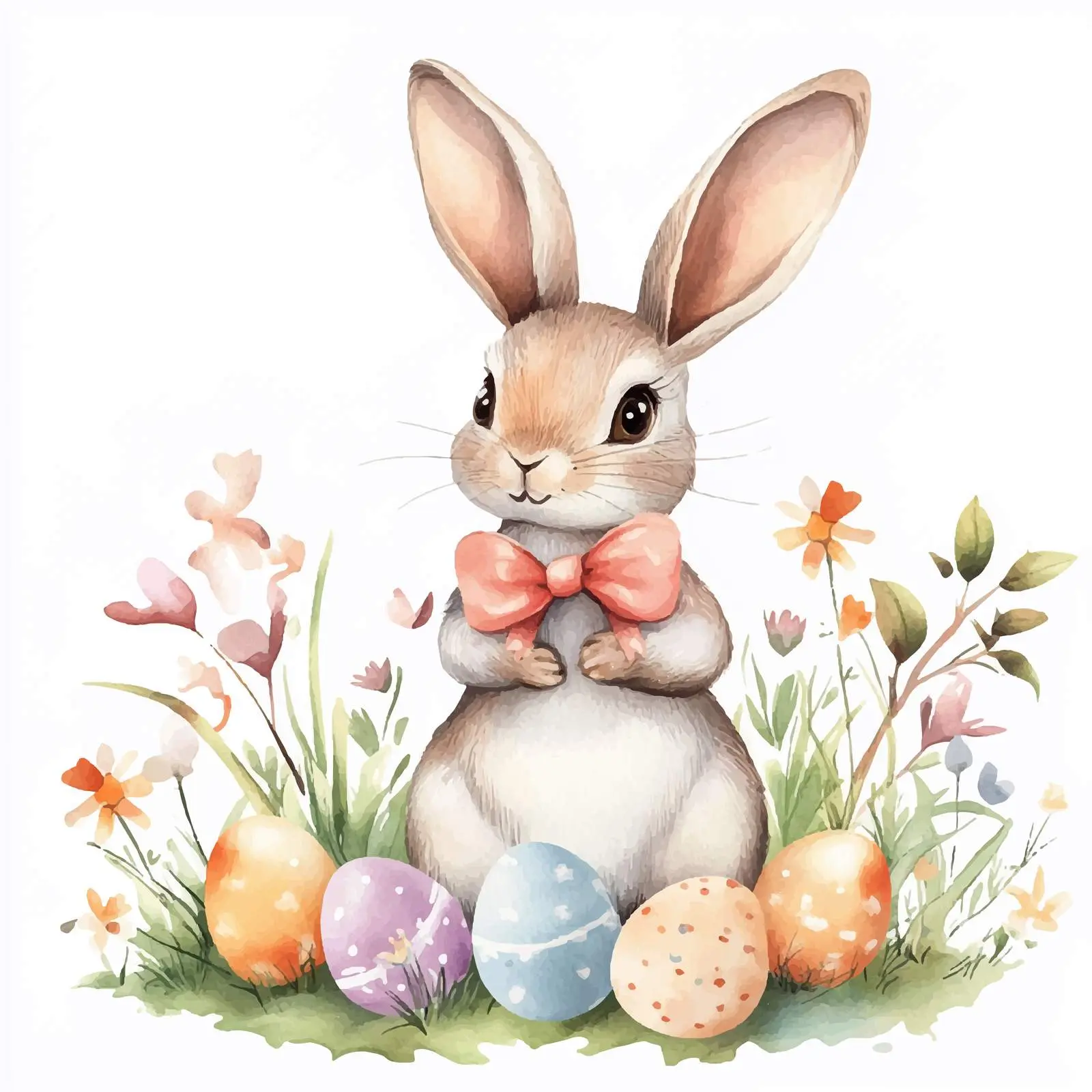 Easter Bunny Watercolor Decorative Vector Art — free download from Dotvec