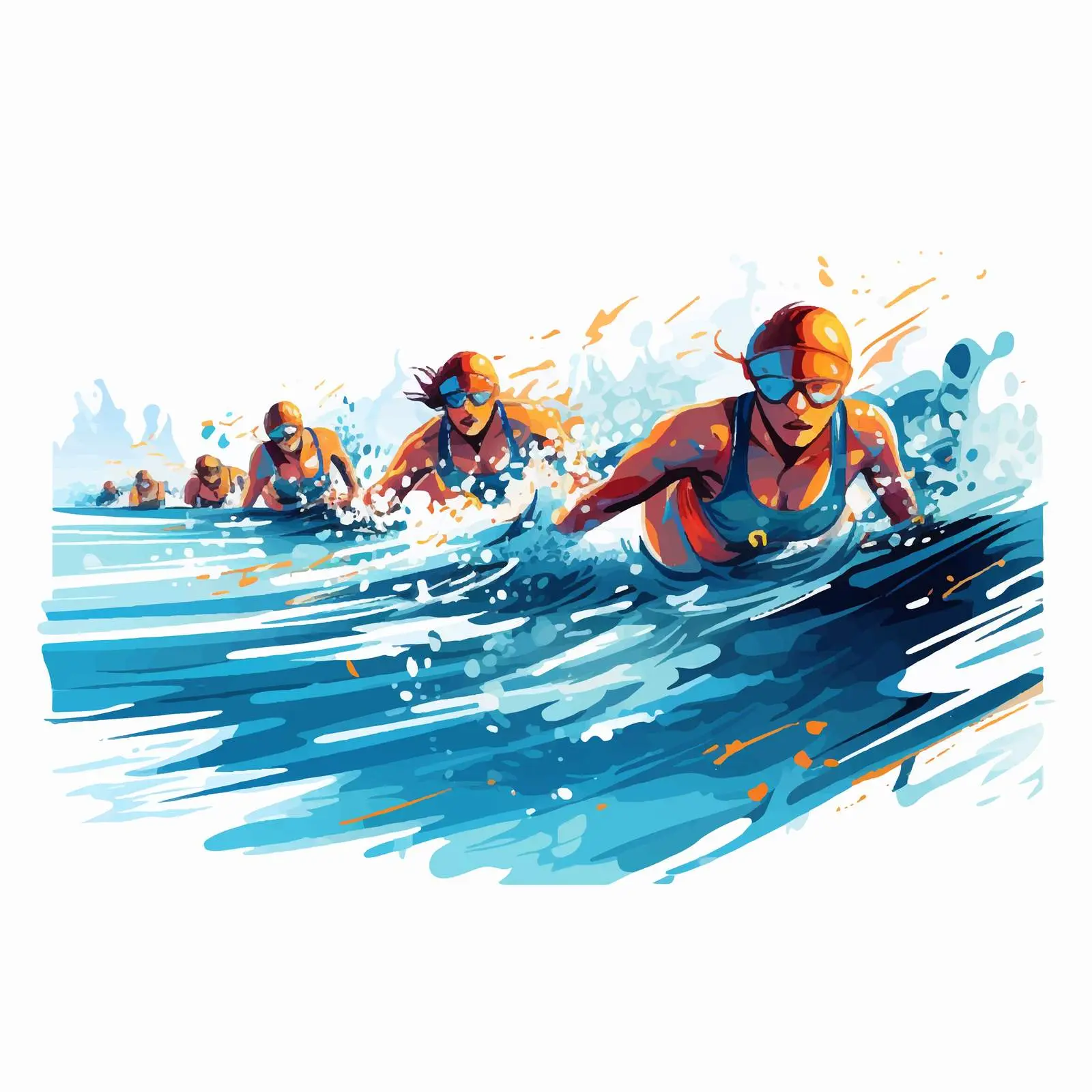 Swimmers Racing in Pool Cartoon Vector Illustration — free download from Dotvec