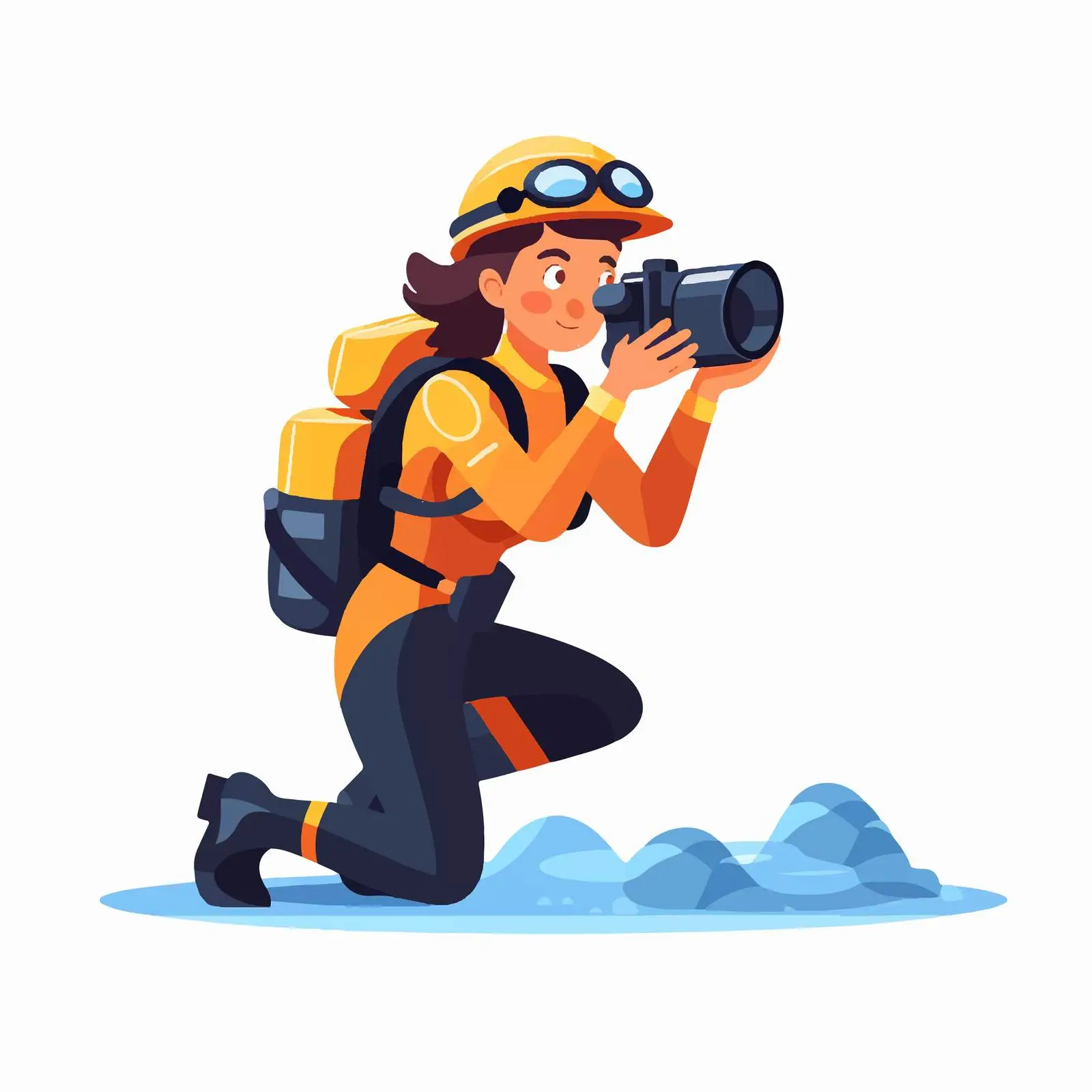 Flat Vector Illustration of Female Scuba Diver — free download from Dotvec